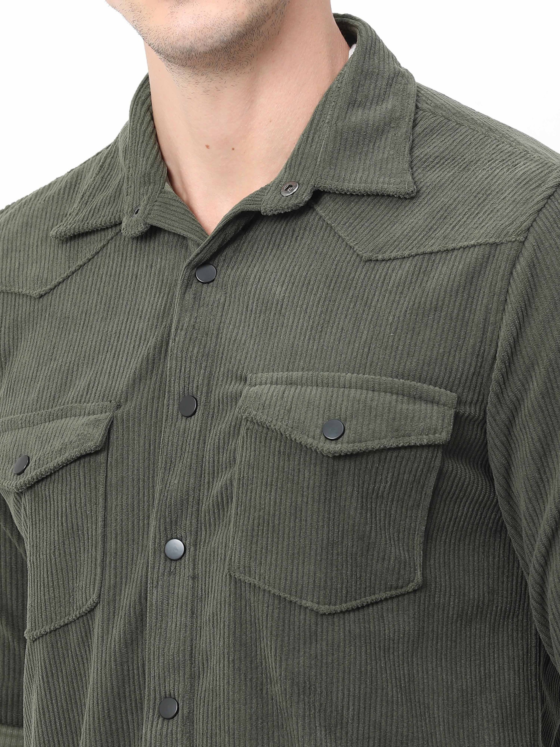 Green Mens Corduroy Shirt
