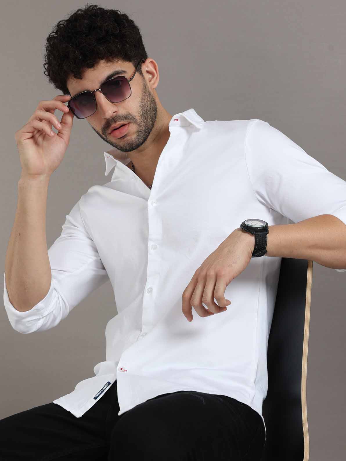Shop Stretchable Plain White Shirt for Men Online Shop Stretchable Plain White Shirt for Men Online