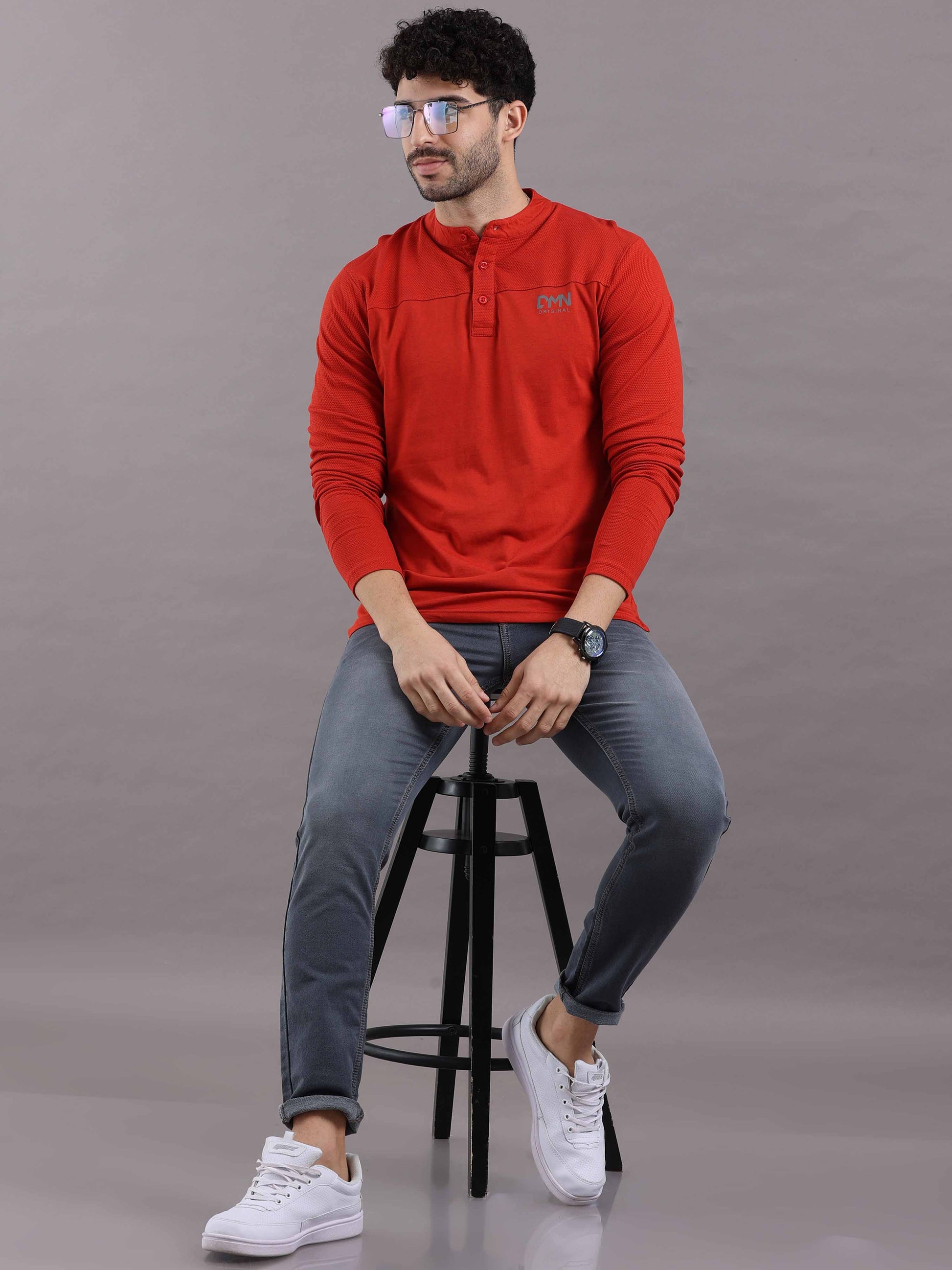 Red Full Sleeve T Shirt for men