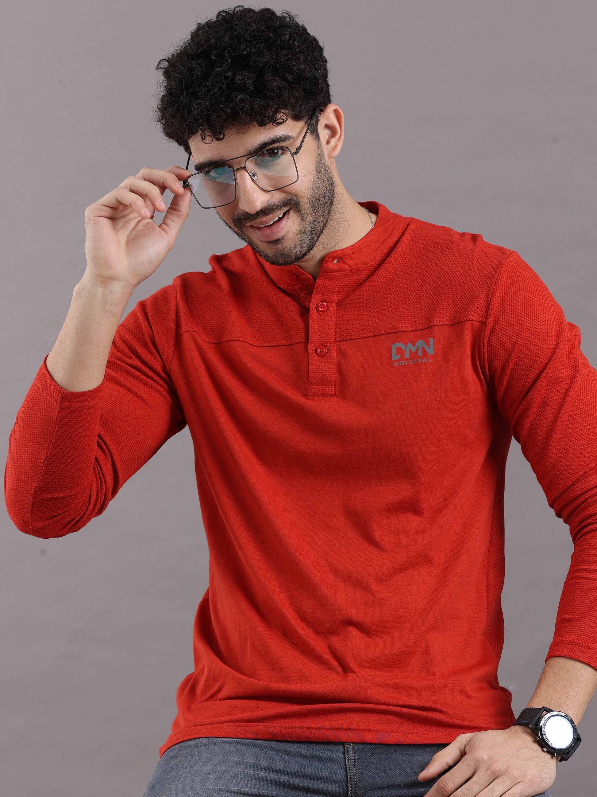 Red Full Sleeve T Shirt for men