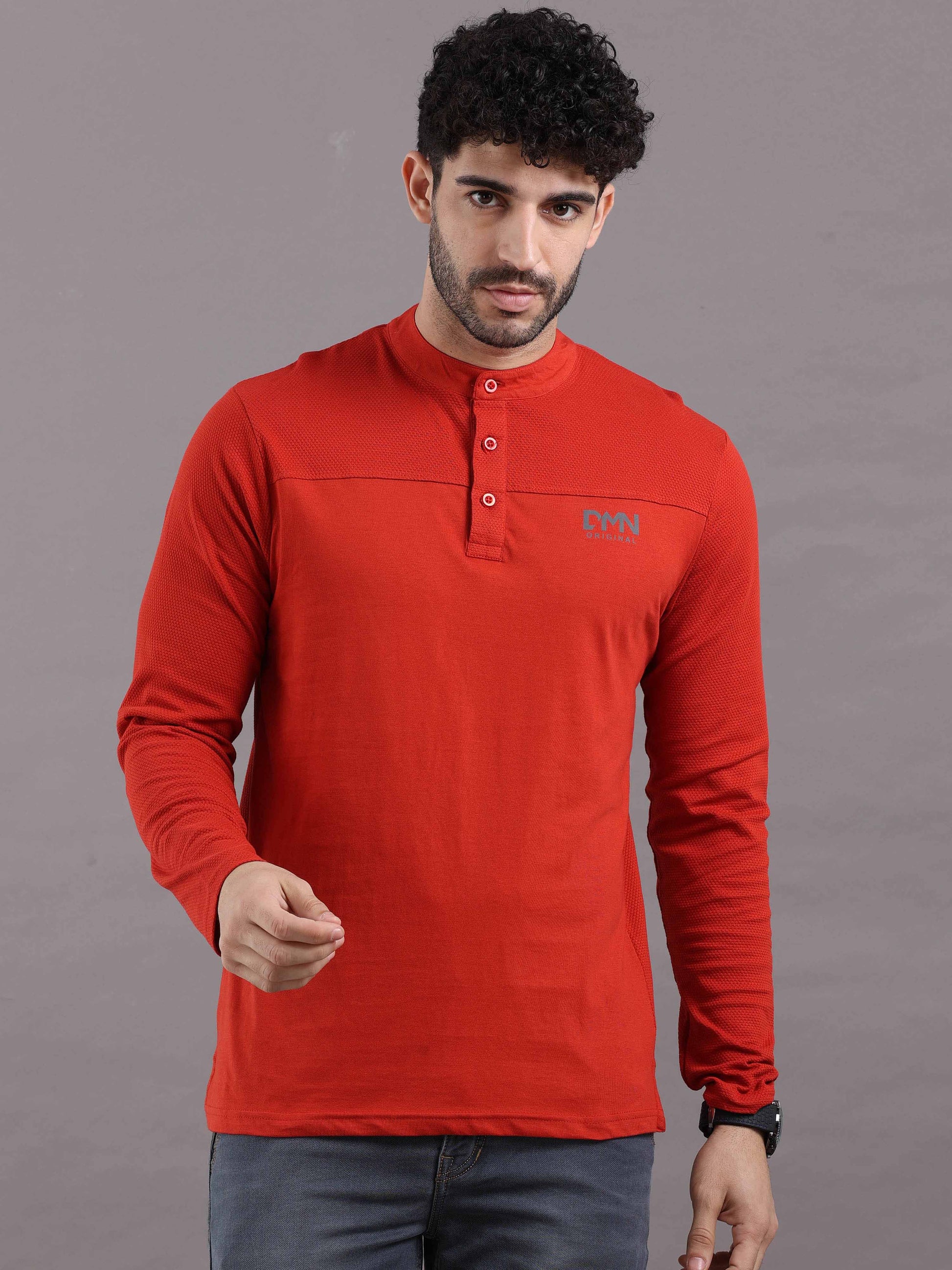 Red Full Sleeve T Shirt for men