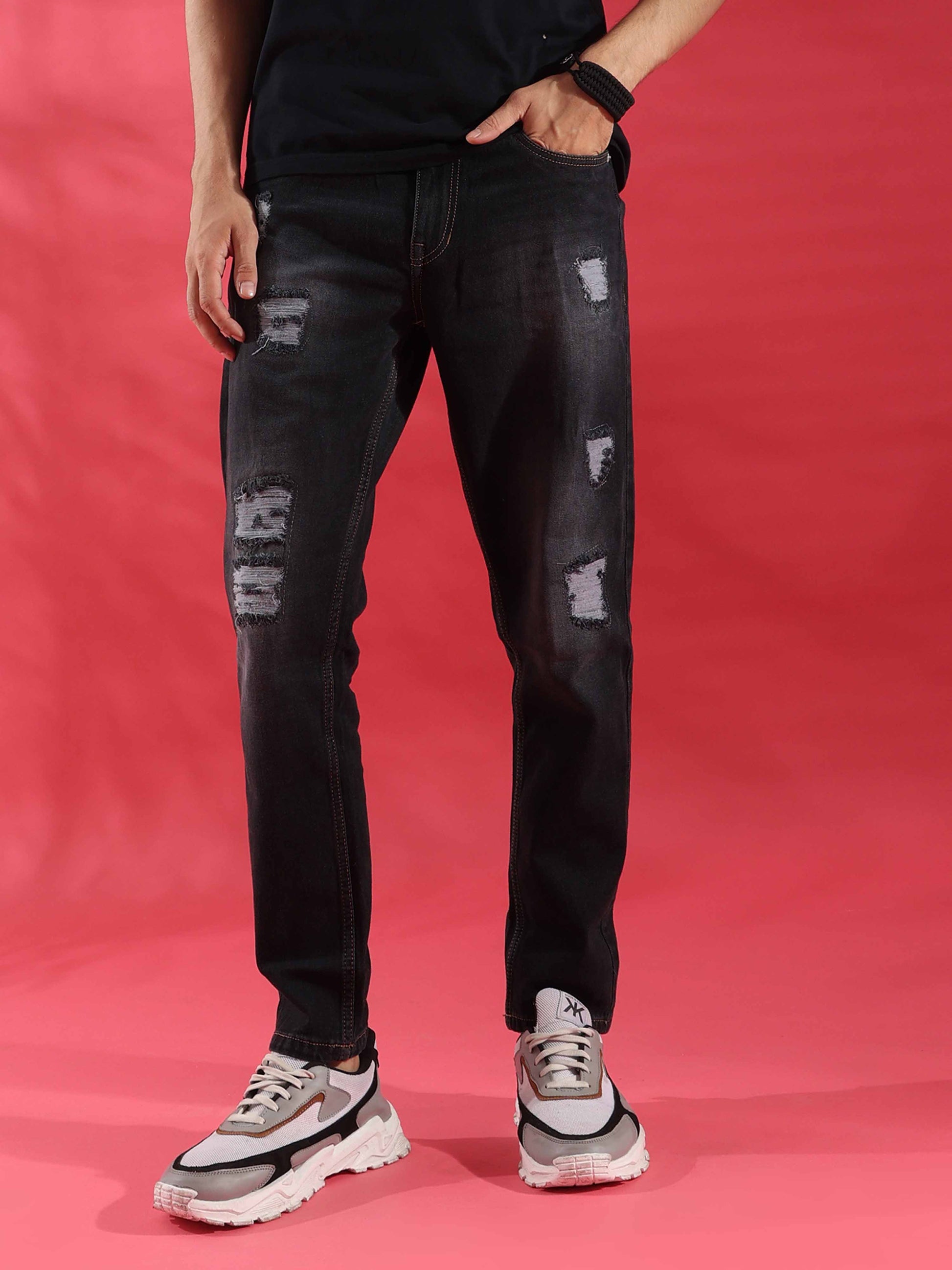 Shop Ankle Length Black Tone Jeans For Men Online
