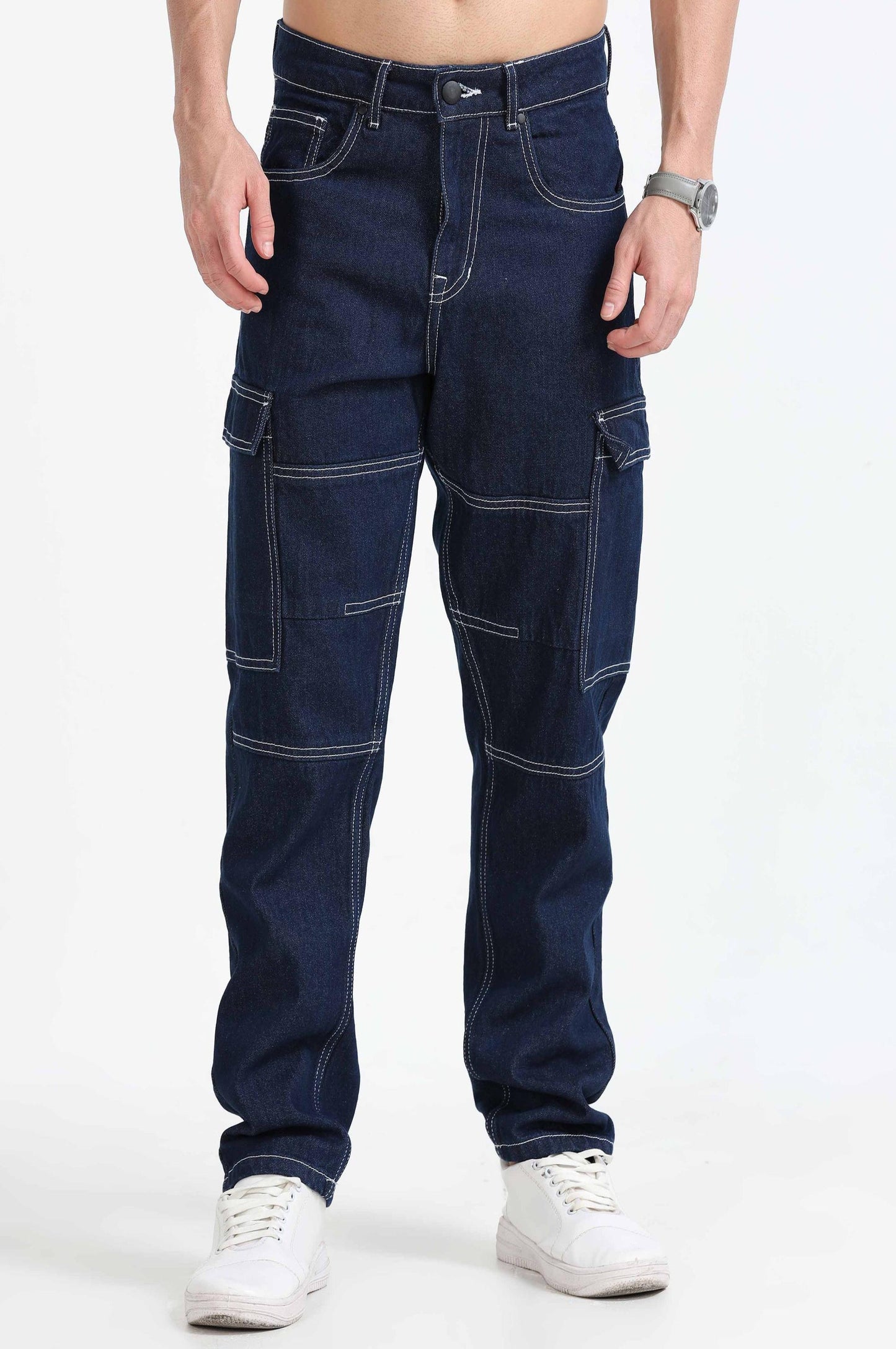 Mens Dark Blue Baggy Jeans 