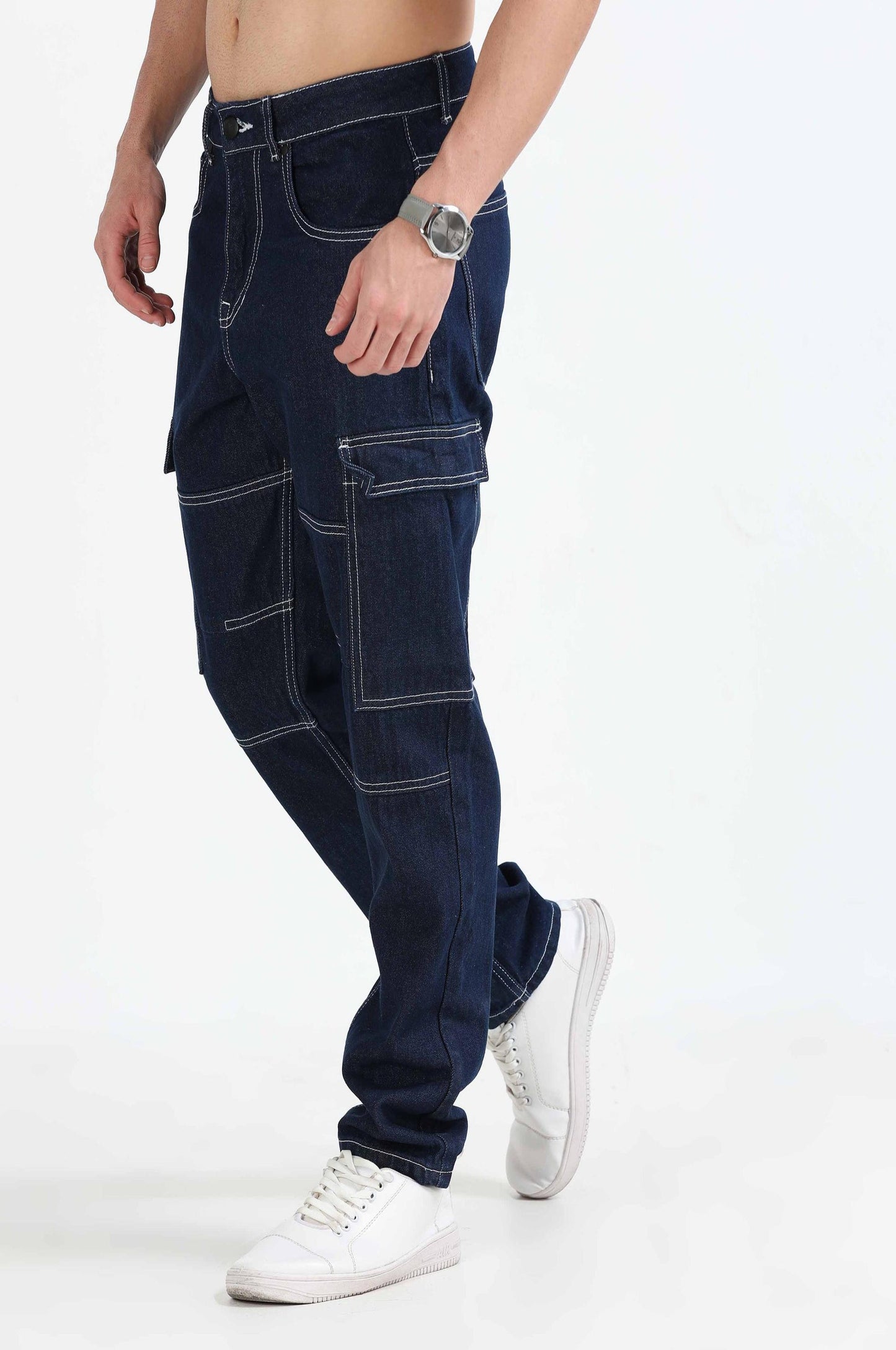 Mens Dark Blue Baggy Jeans 