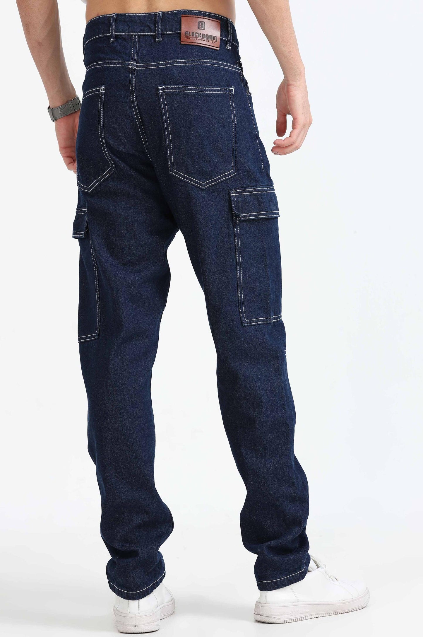 Buy Mens Dark Blue Baggy Jeans Online India - Main Image