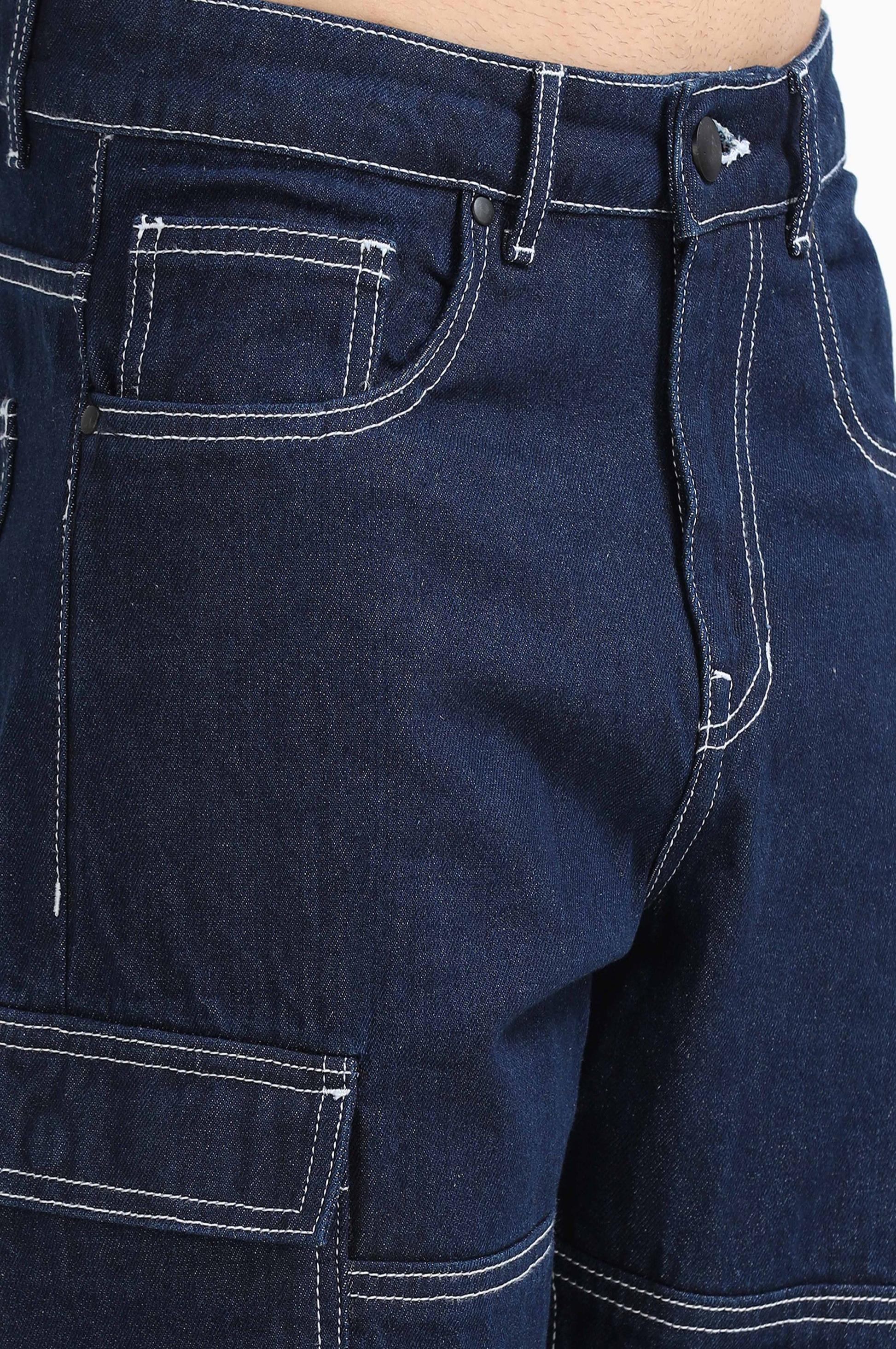 Mens Dark Blue Baggy Jeans 
