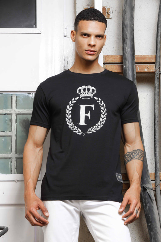 Black Printed T Shirt - Black Denim