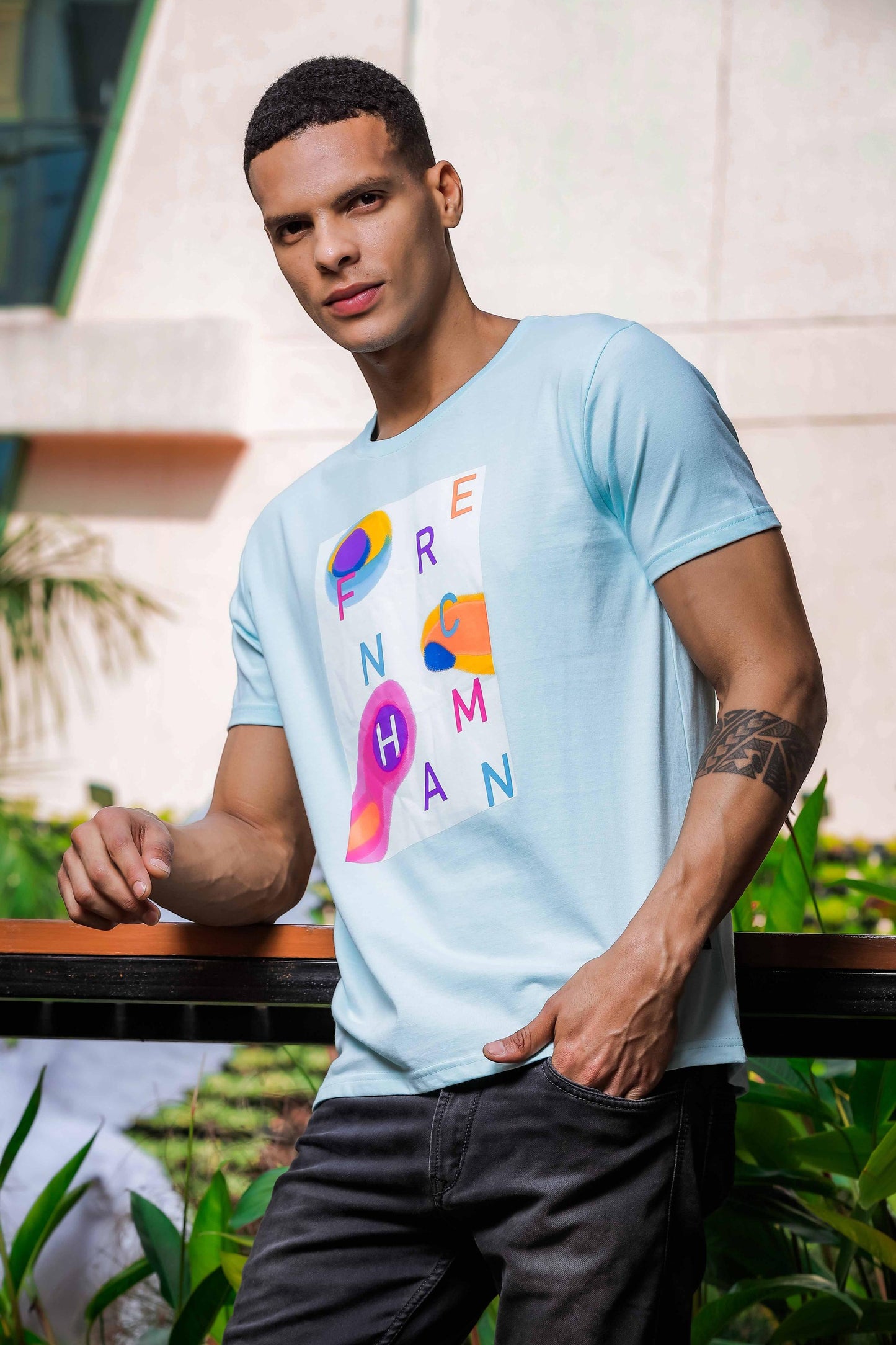 Light Blue Printed T-Shirt