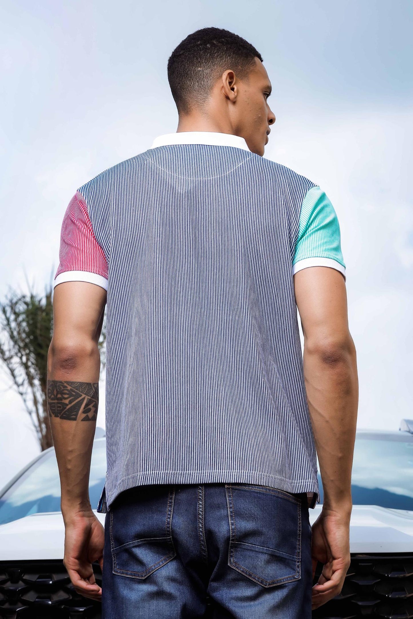 Multi Colour Printed Polo T Shirt for Men