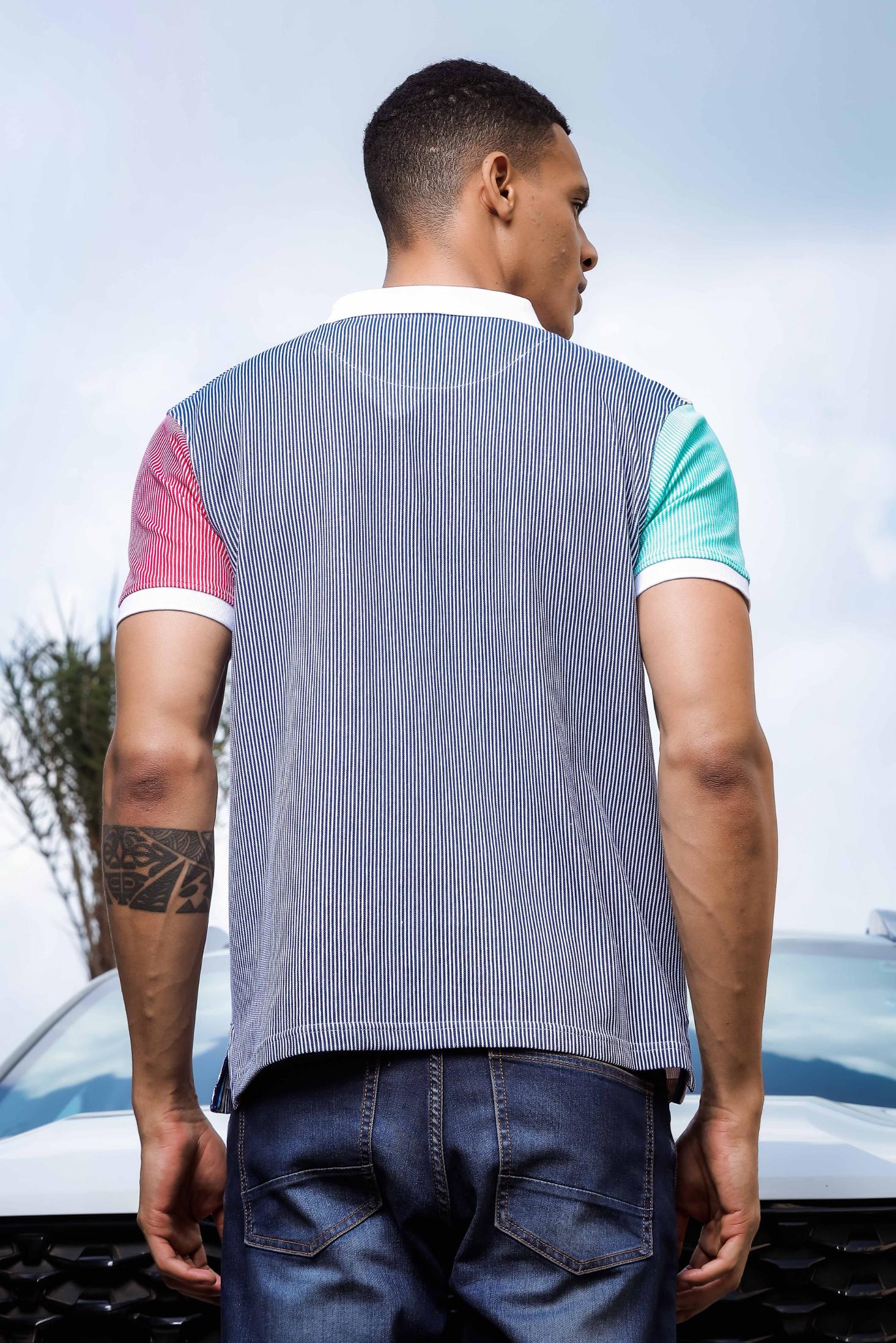 Multi Colour Printed Polo T Shirt for Men