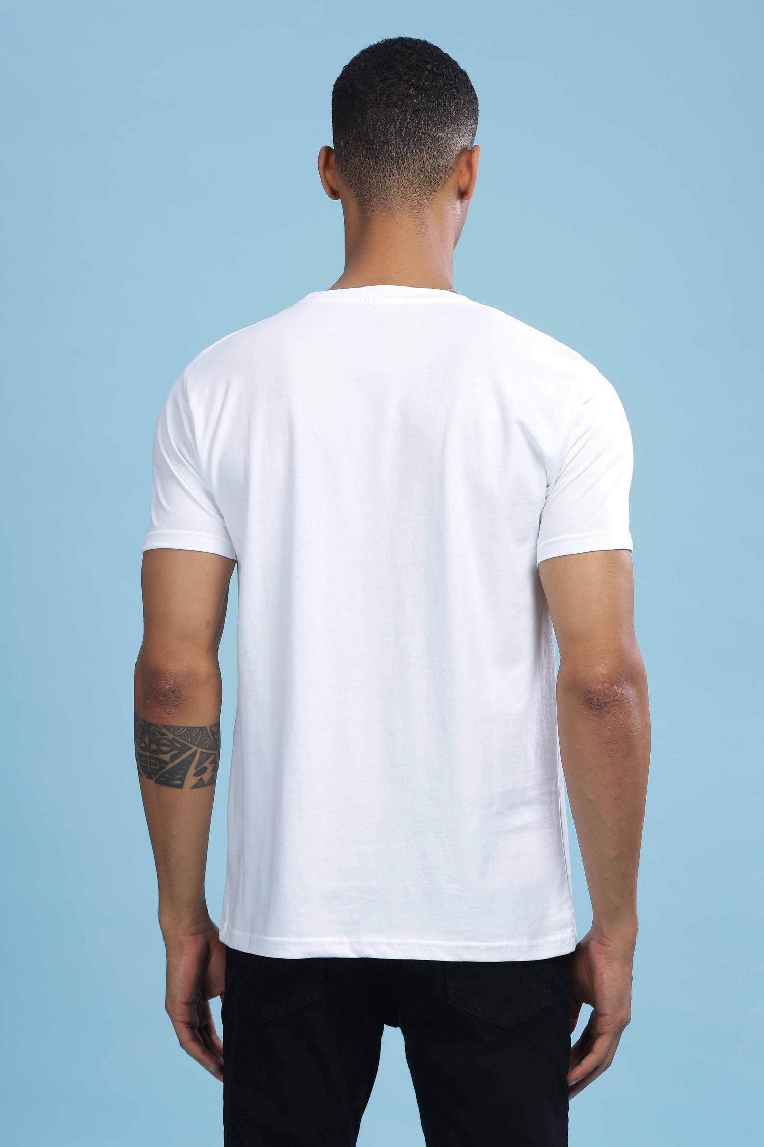 white printed t shirt for men