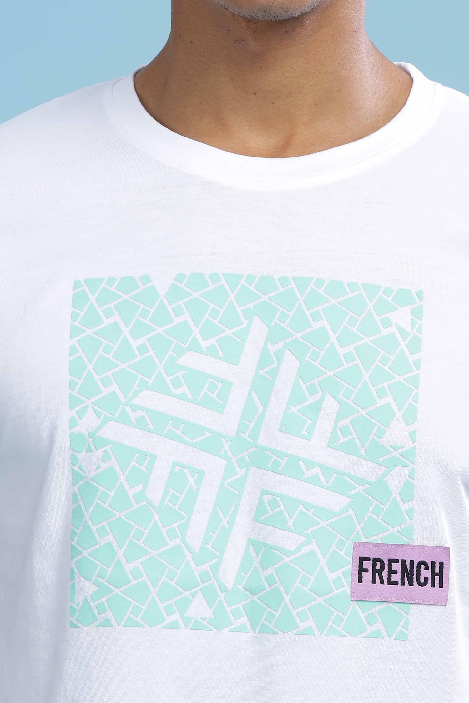 white printed t shirt for men