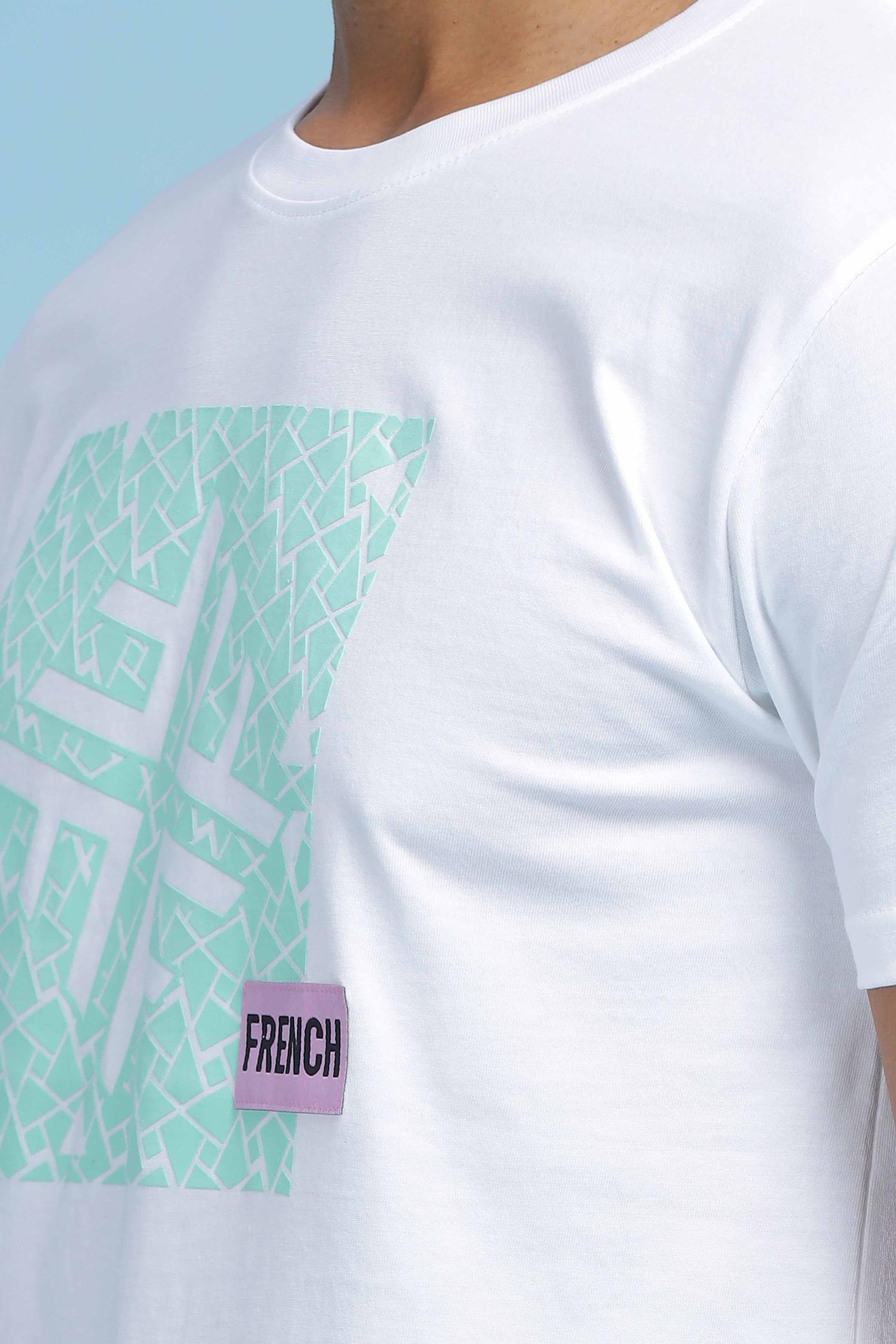white printed t shirt for men
