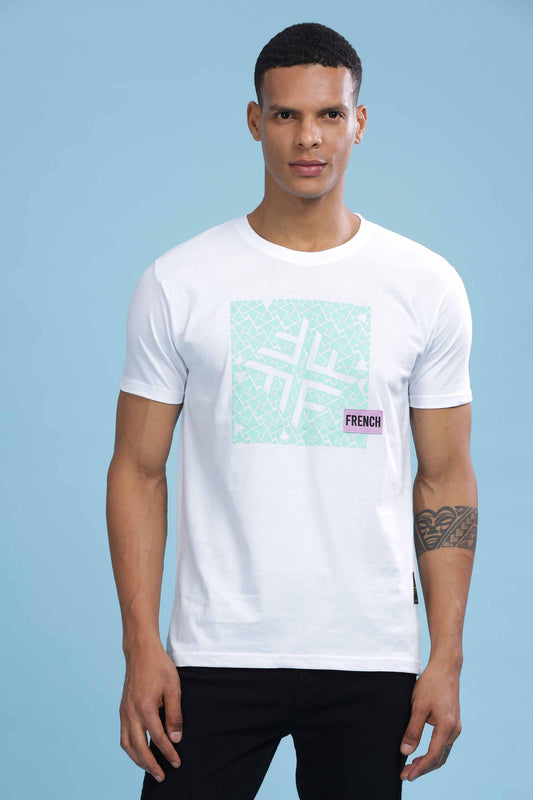 white printed t shirt for men