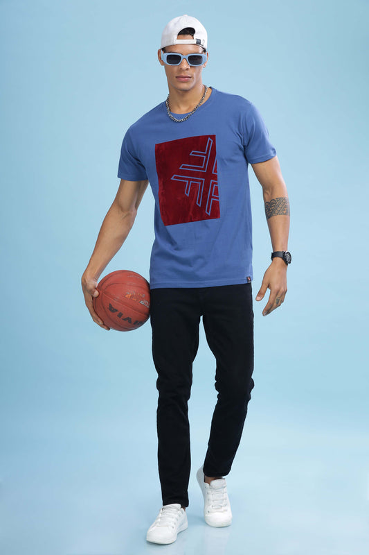 Blue Printed T-Shirt - Black Denim