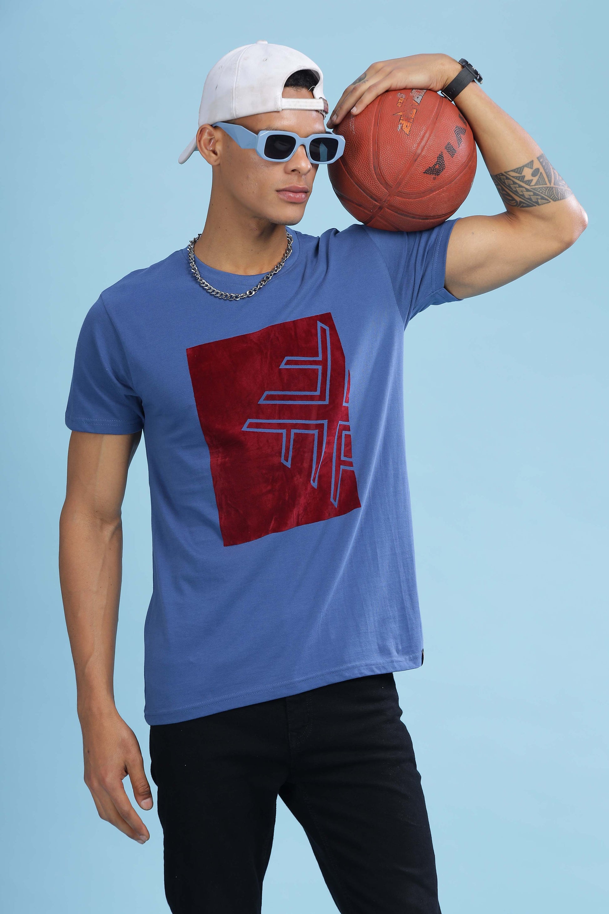 Blue Round Neck T-Shirt L - Main Image