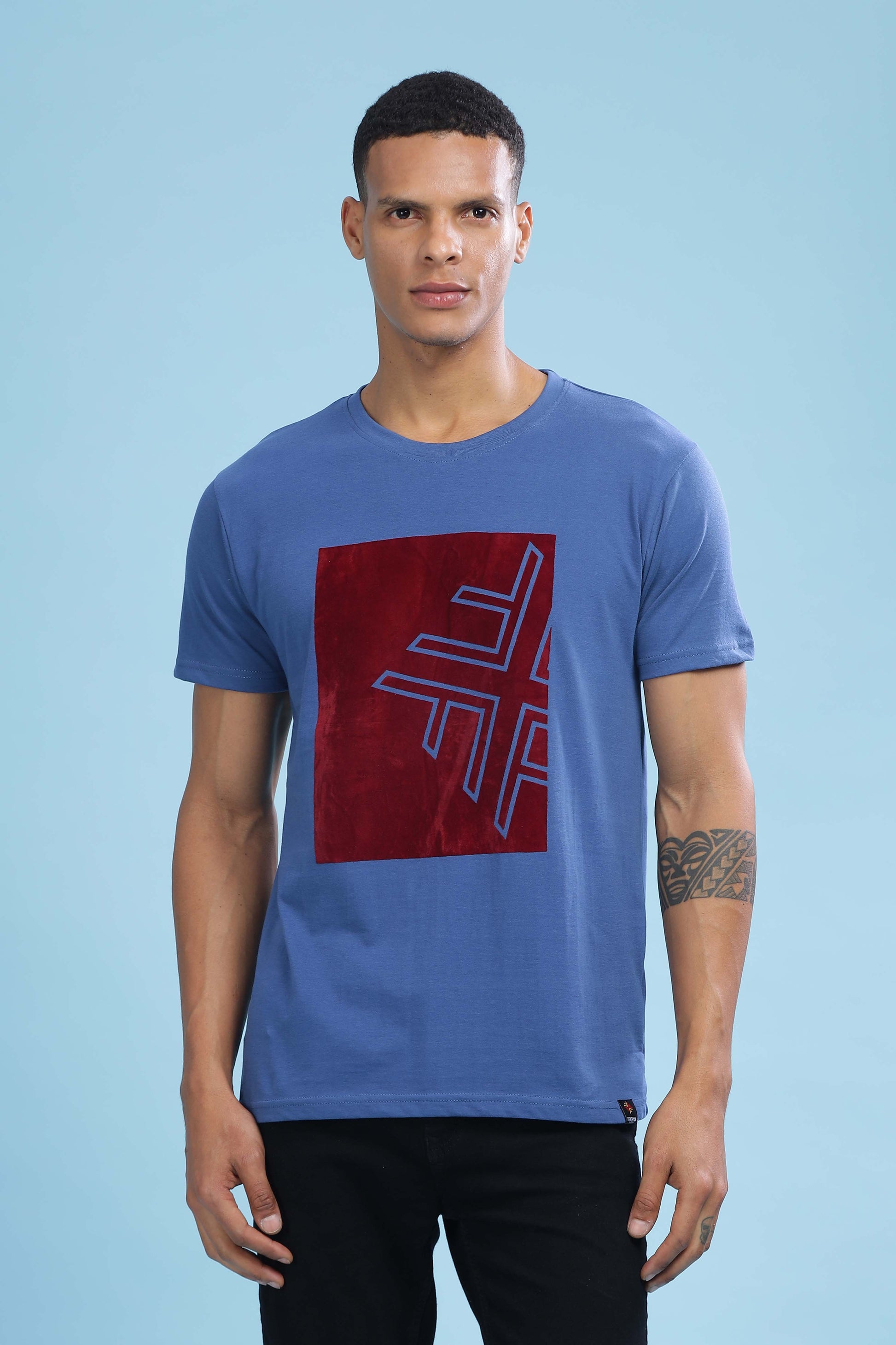 Blue Printed T-Shirt - Black Denim