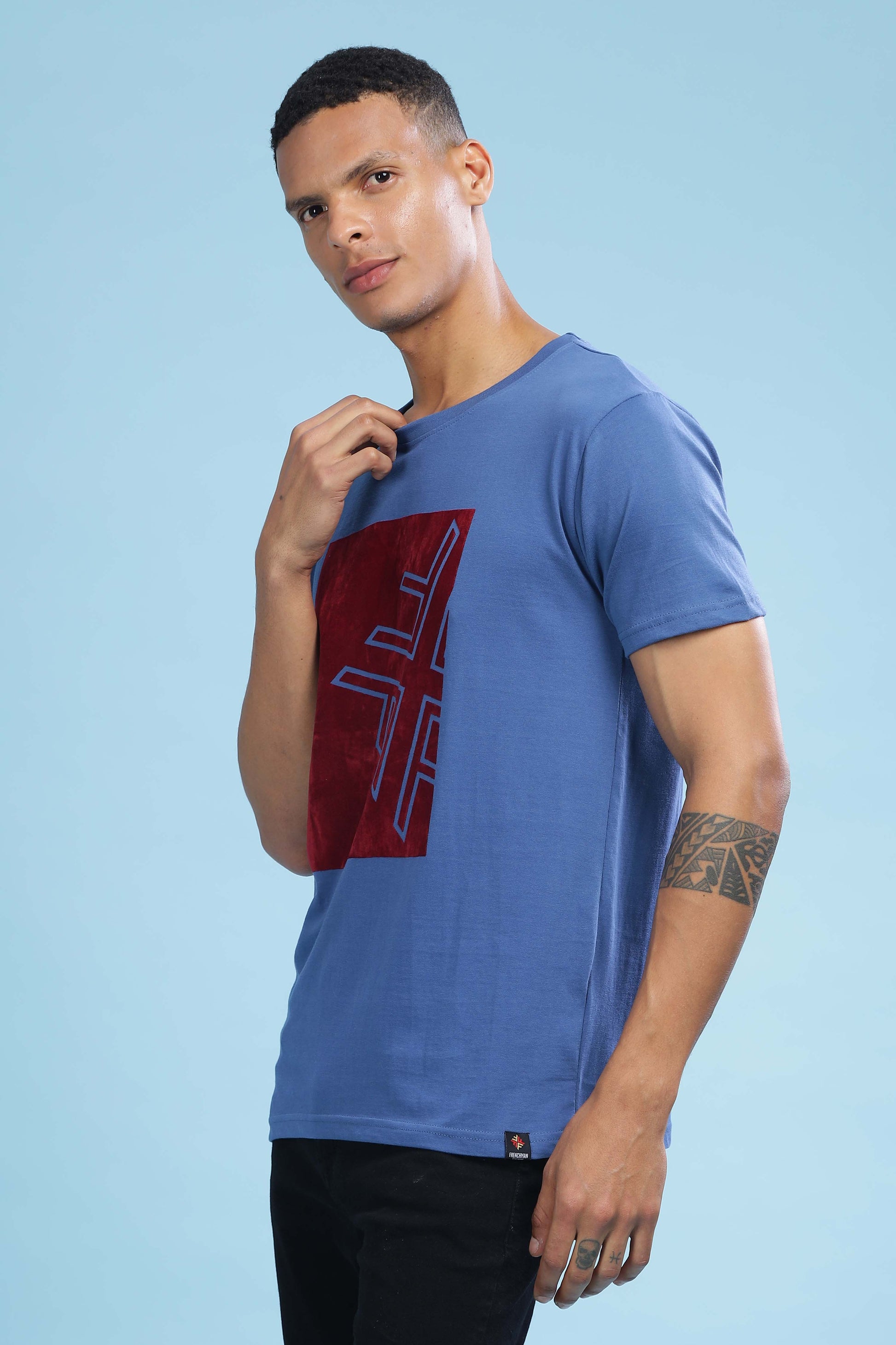 Blue Printed T-Shirt - Black Denim