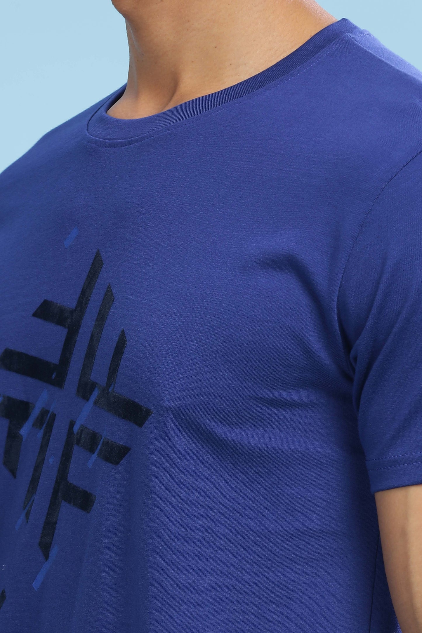  Dark Blue Printed T-Shirt