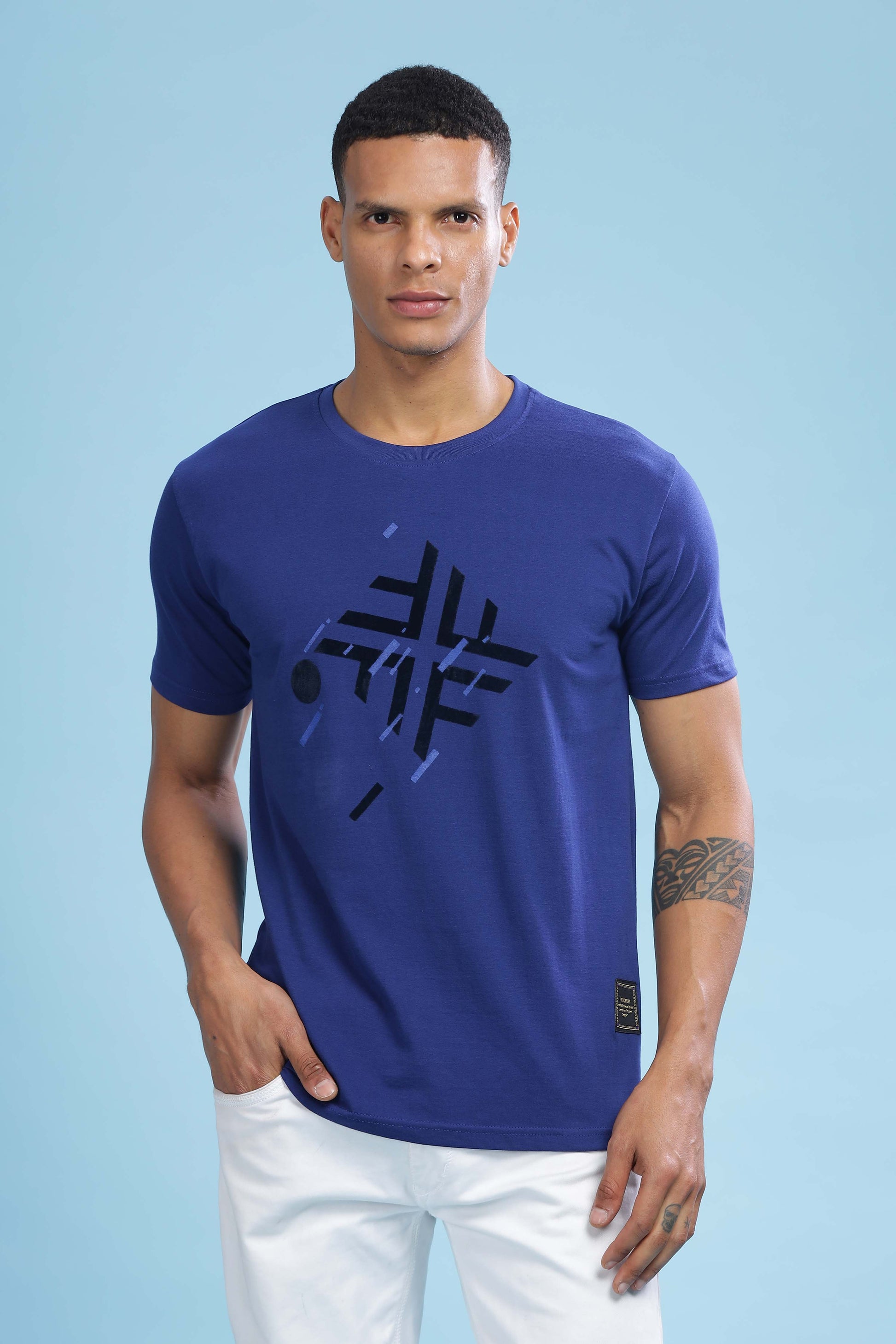  Dark Blue Printed T-Shirt
