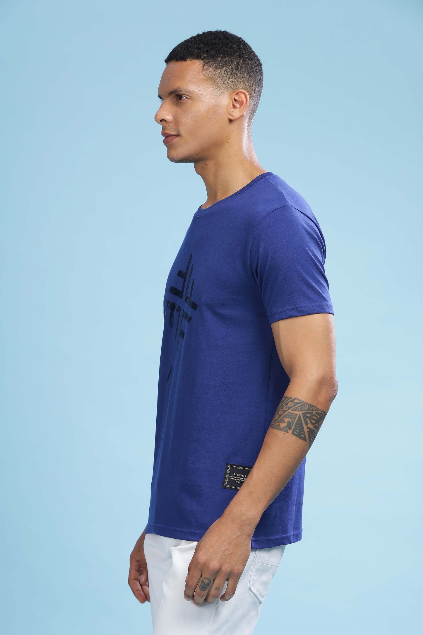  Dark Blue Printed T-Shirt