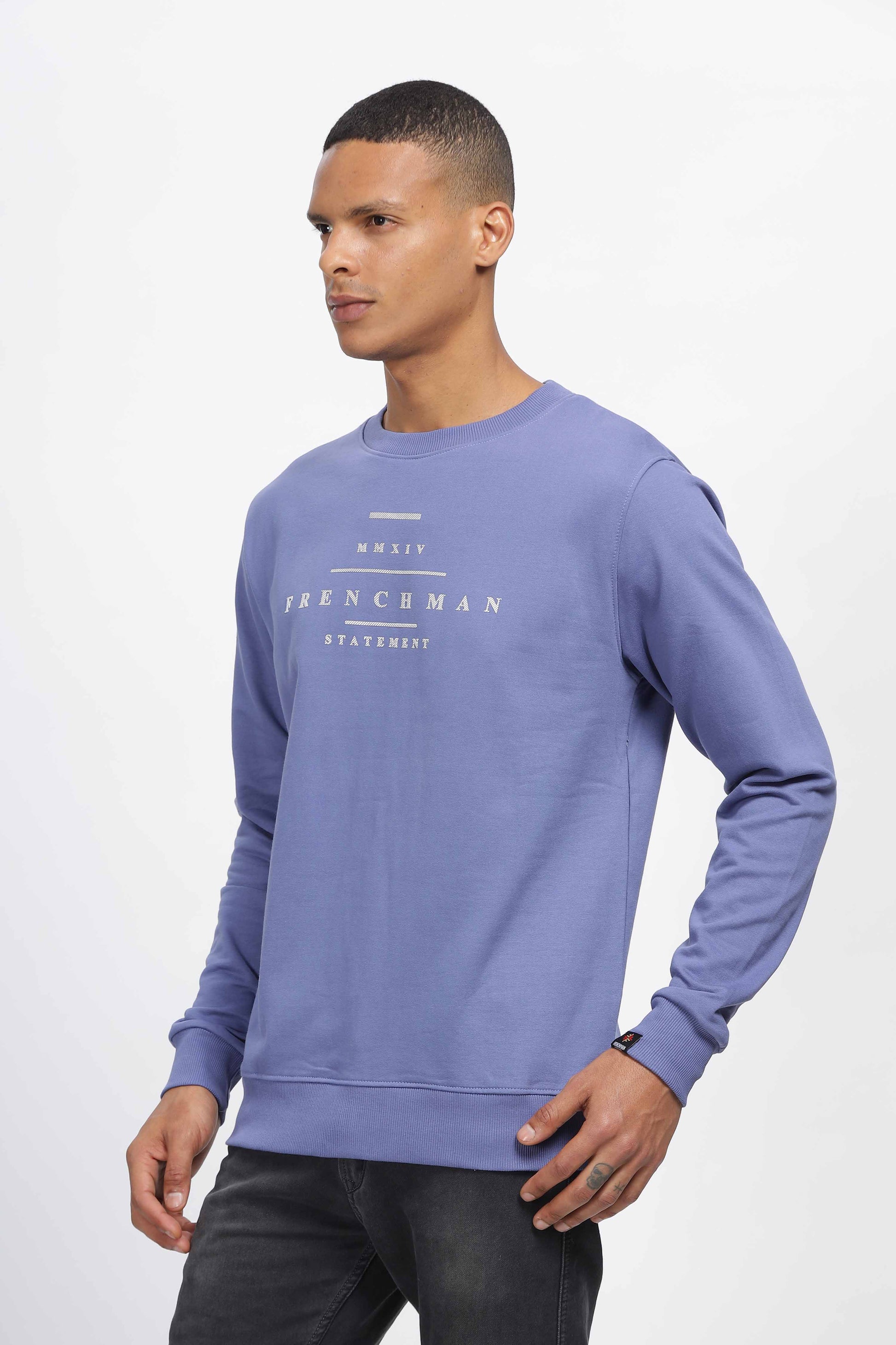 blue sweatshirt