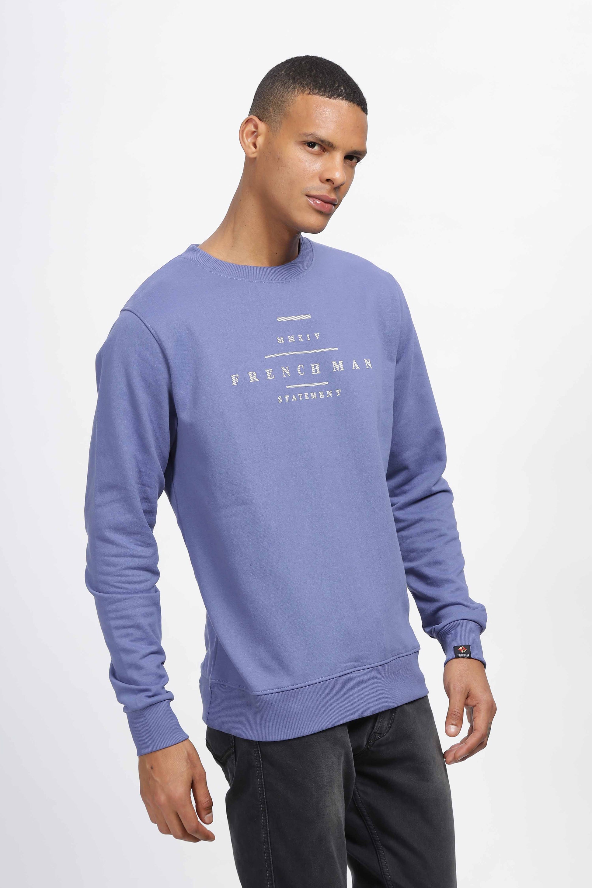 blue sweatshirt