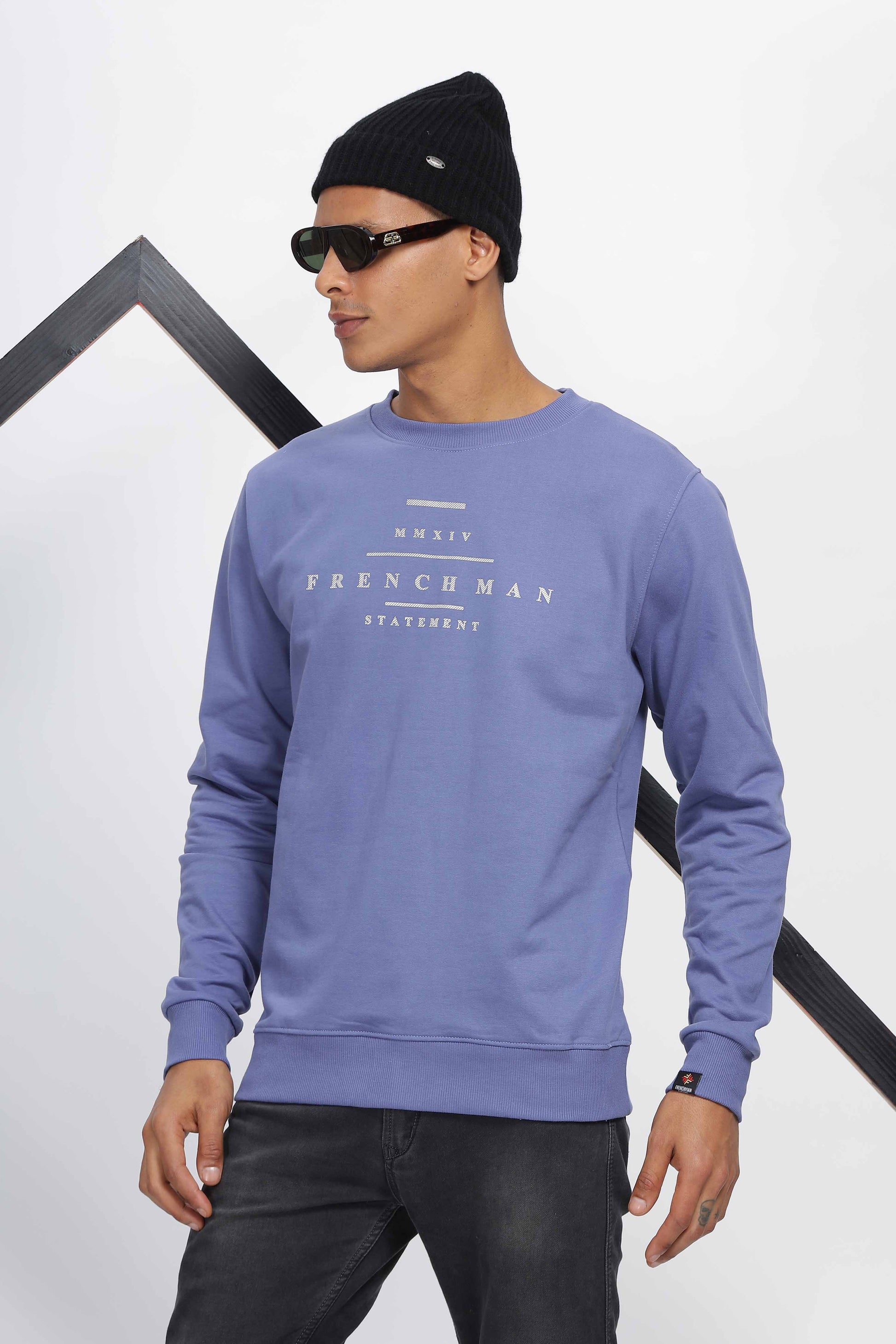 blue sweatshirt
