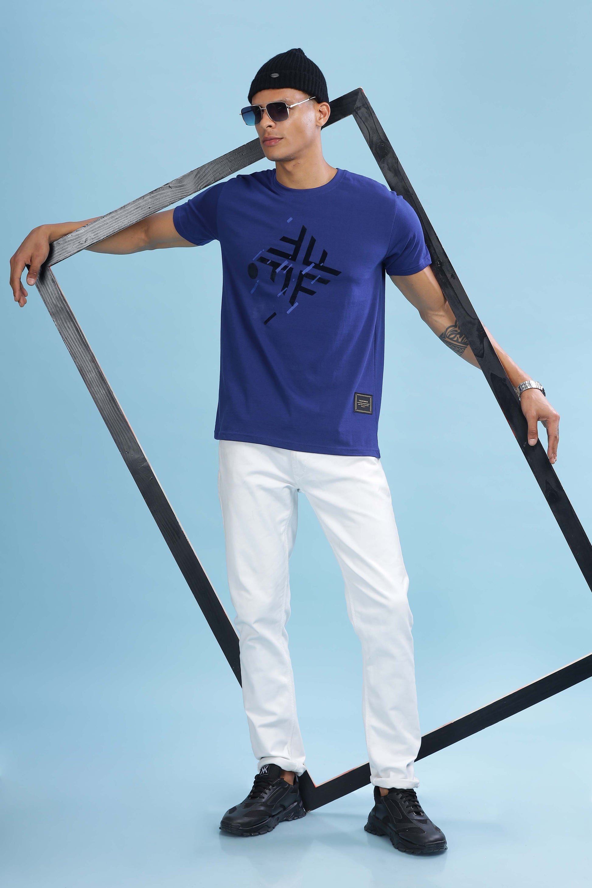 Dark Blue Printed T-Shirt