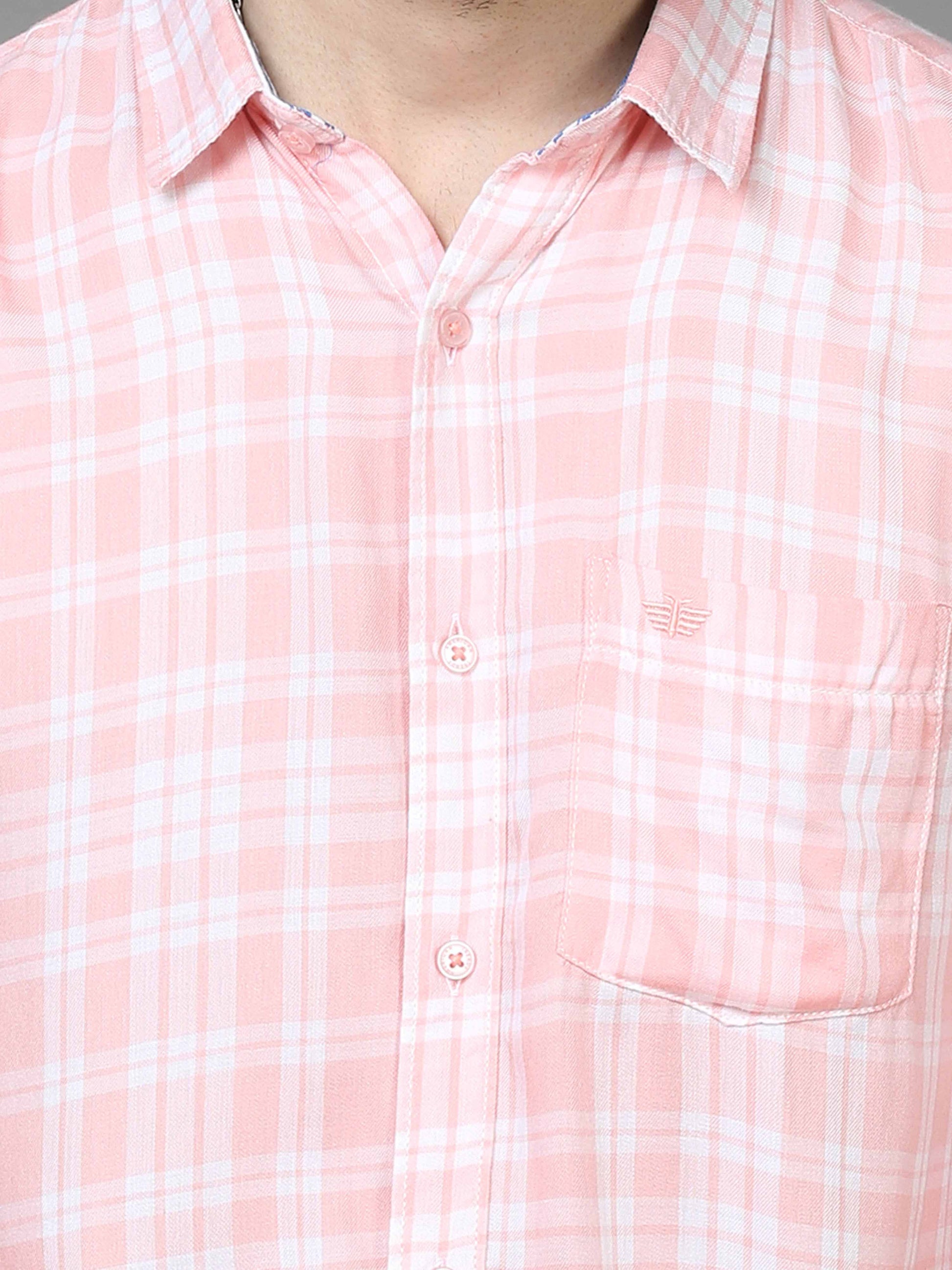  Pink and White Check Shirt for Men 