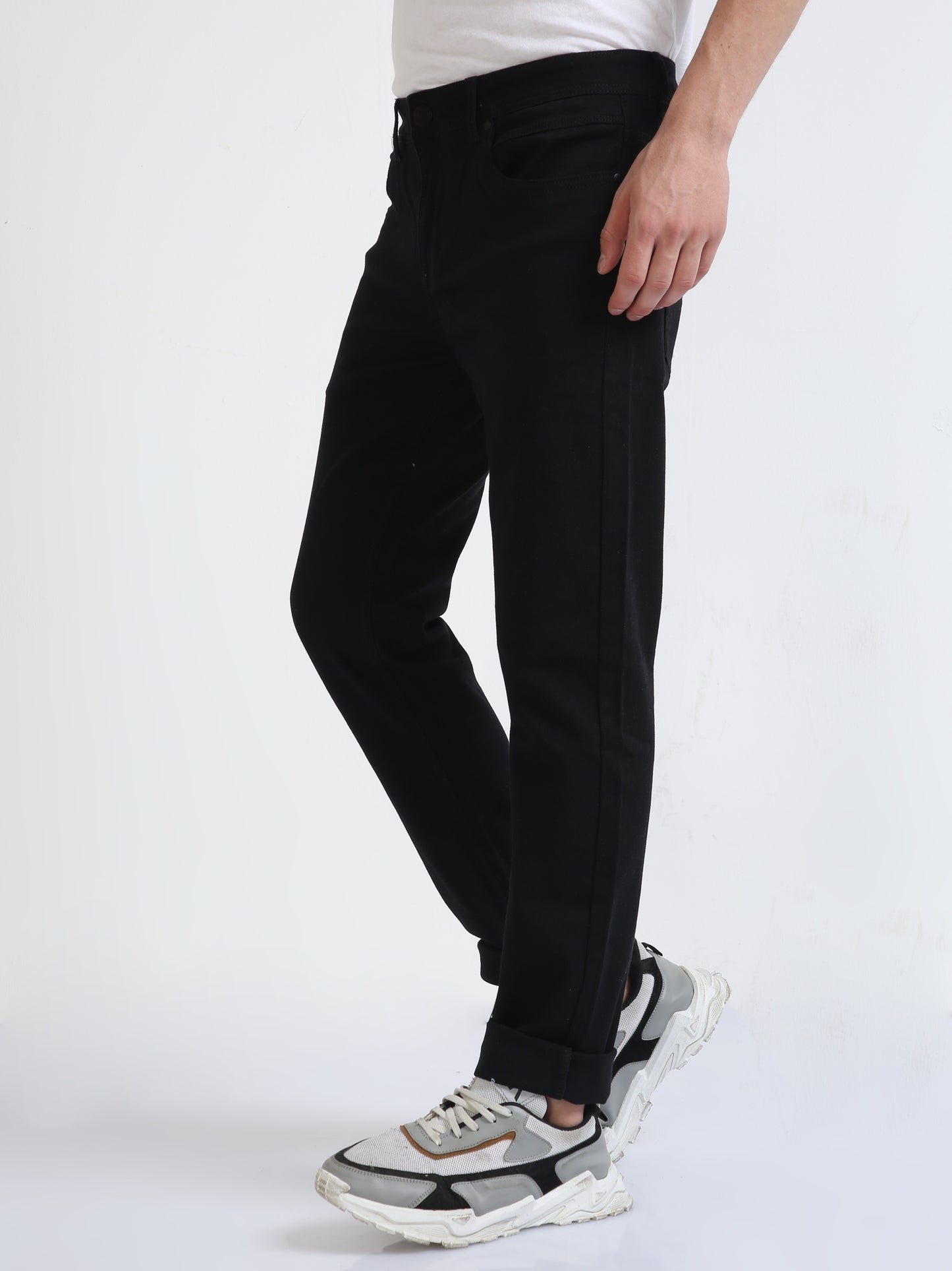 Slim Fit Mid Rise Black Jeans for Men
