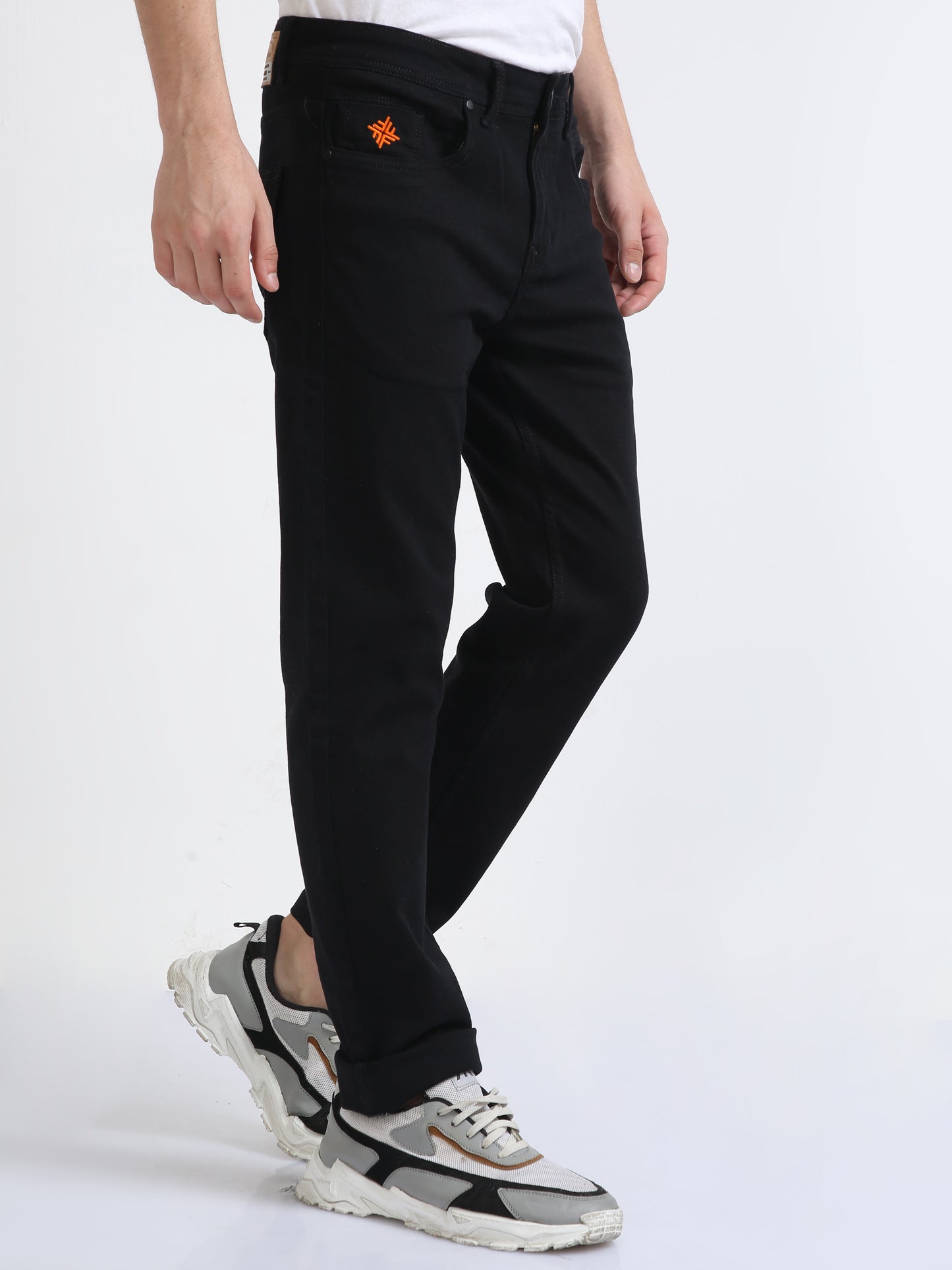 Slim Fit Mid Rise Black Jeans for Men