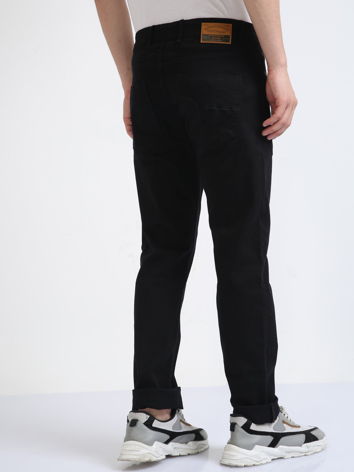 Slim Fit Mid Rise Black Jeans for Men