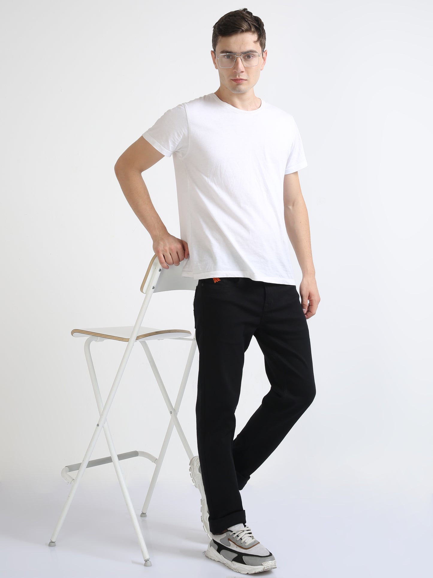 Slim Fit Mid Rise Black Jeans for Men