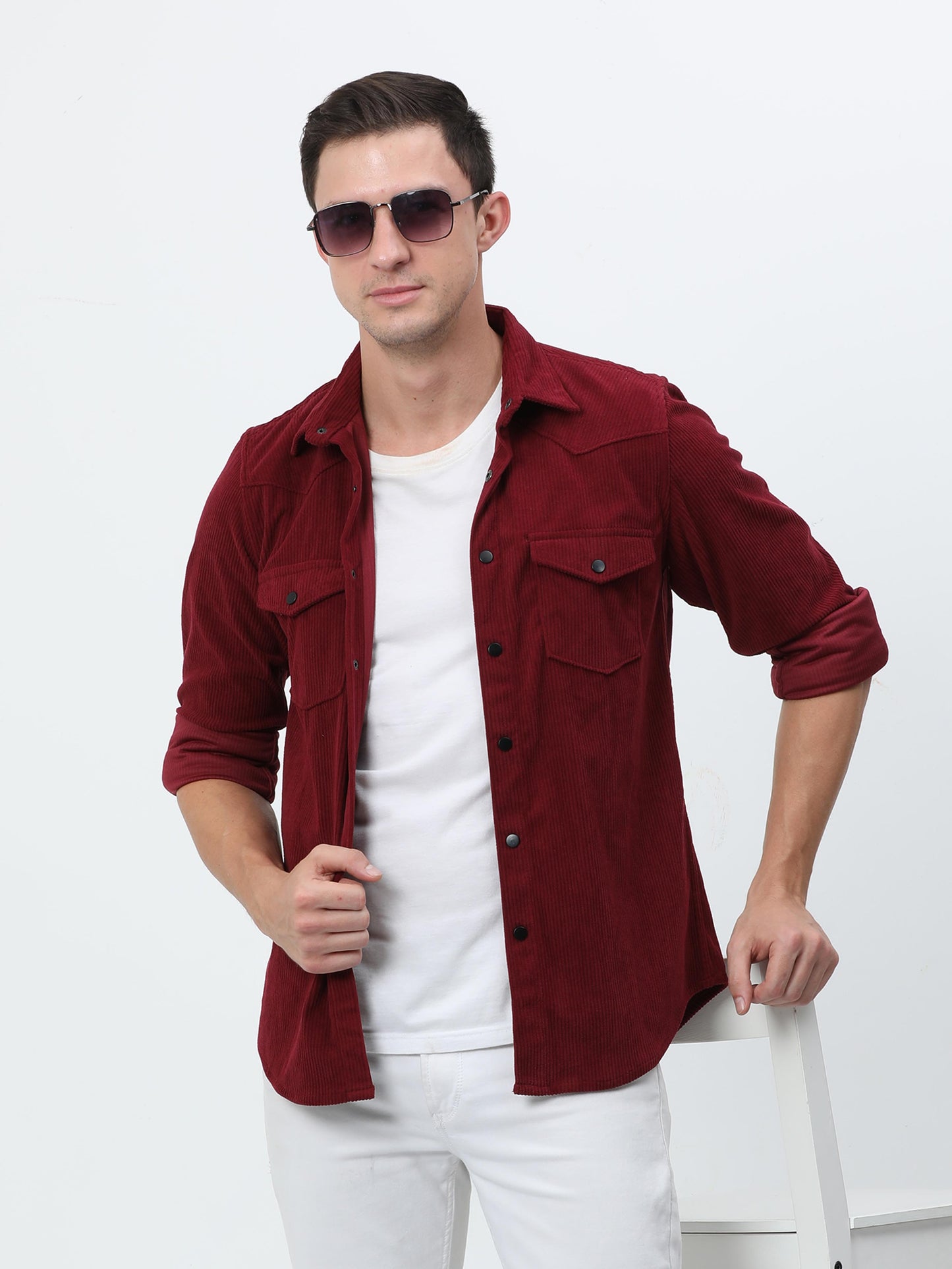 Maroon Corduroy Shirt for Men