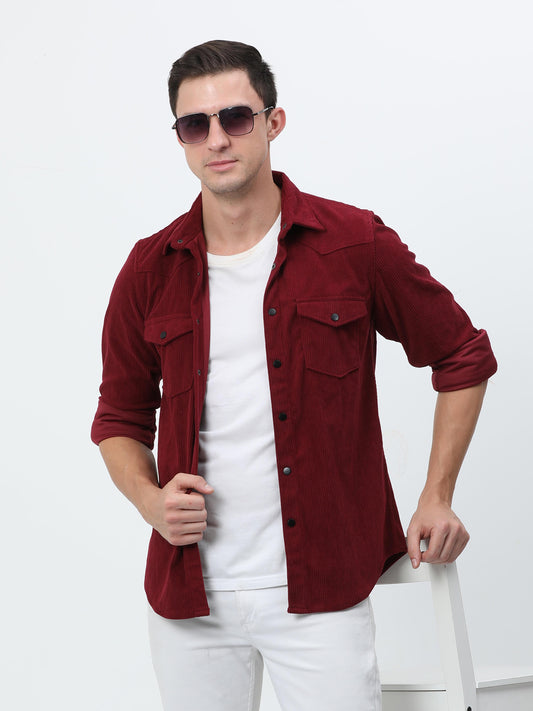 Maroon Corduroy Shirt for Men