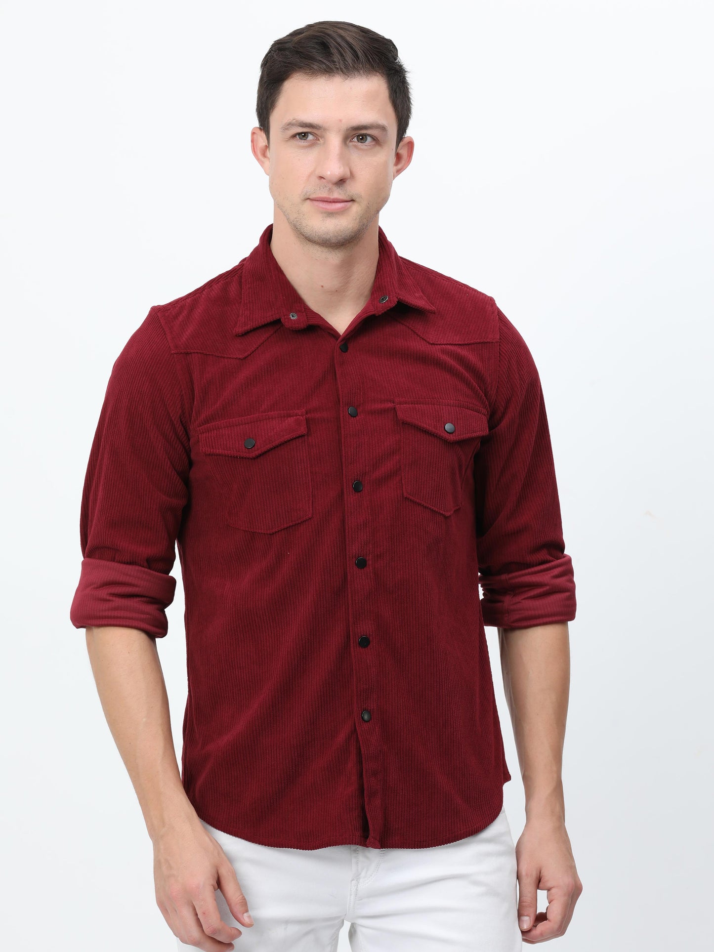 Maroon Corduroy Shirt for Men