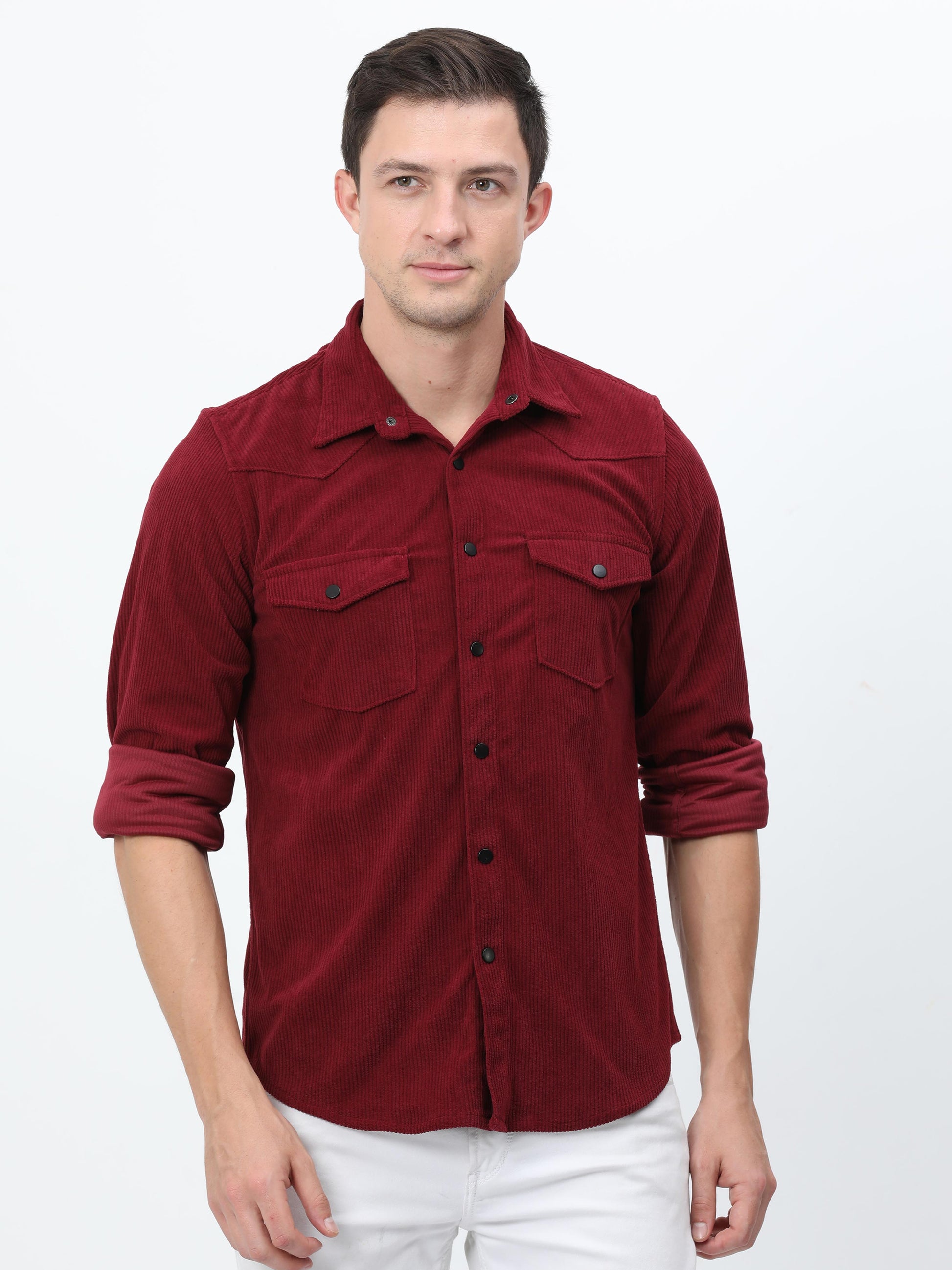 Maroon Corduroy Shirt for Men