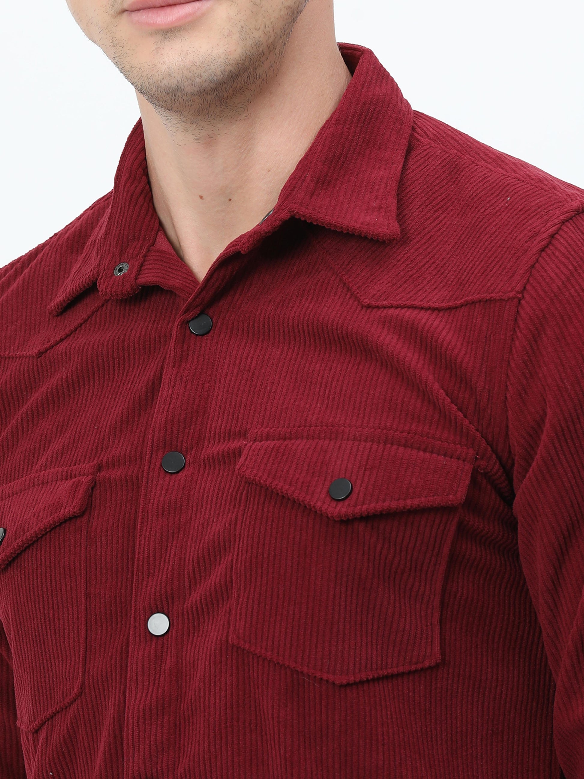 Maroon Corduroy Shirt for Men
