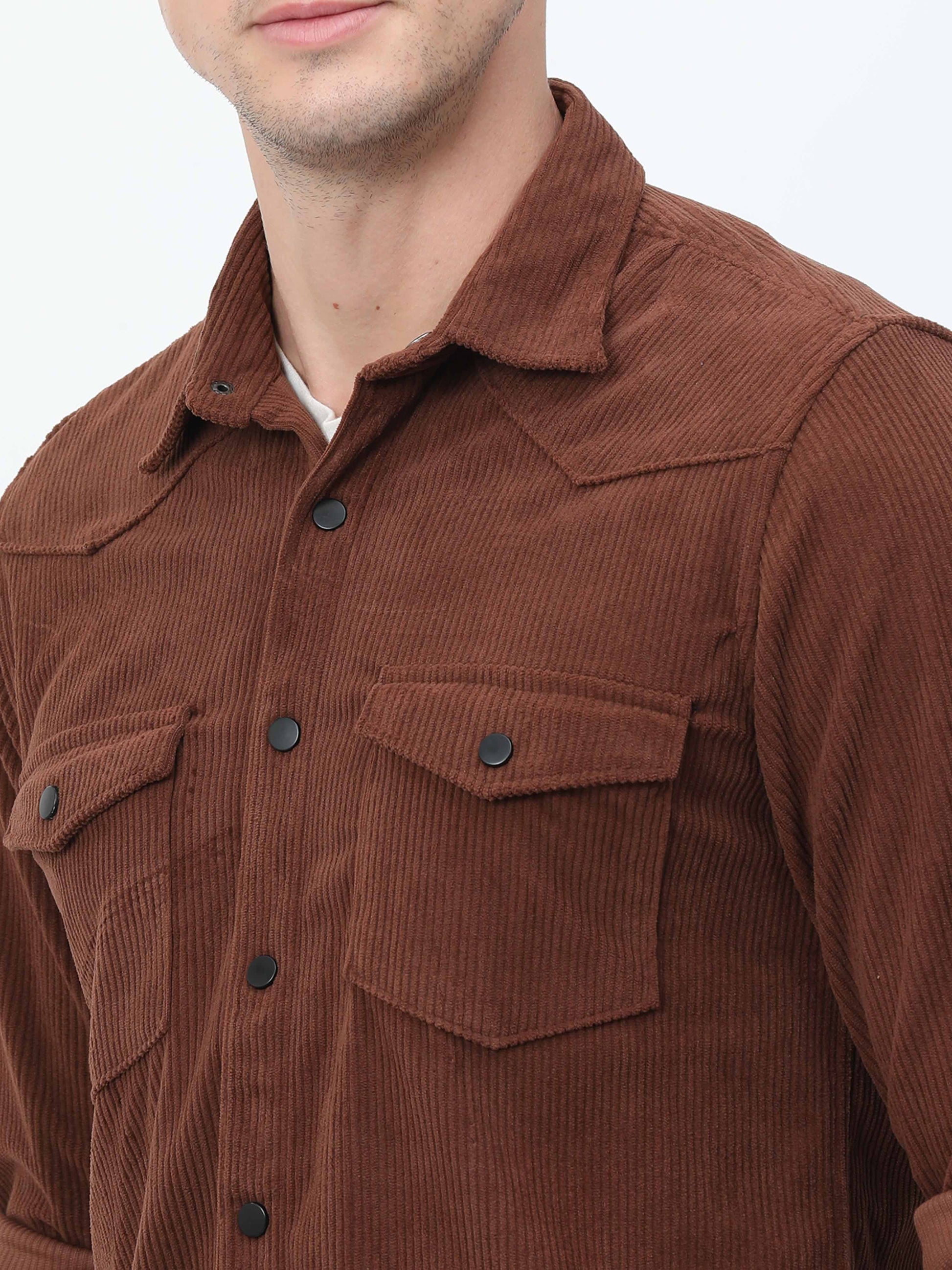 Brown Corduroy Shirt Men 