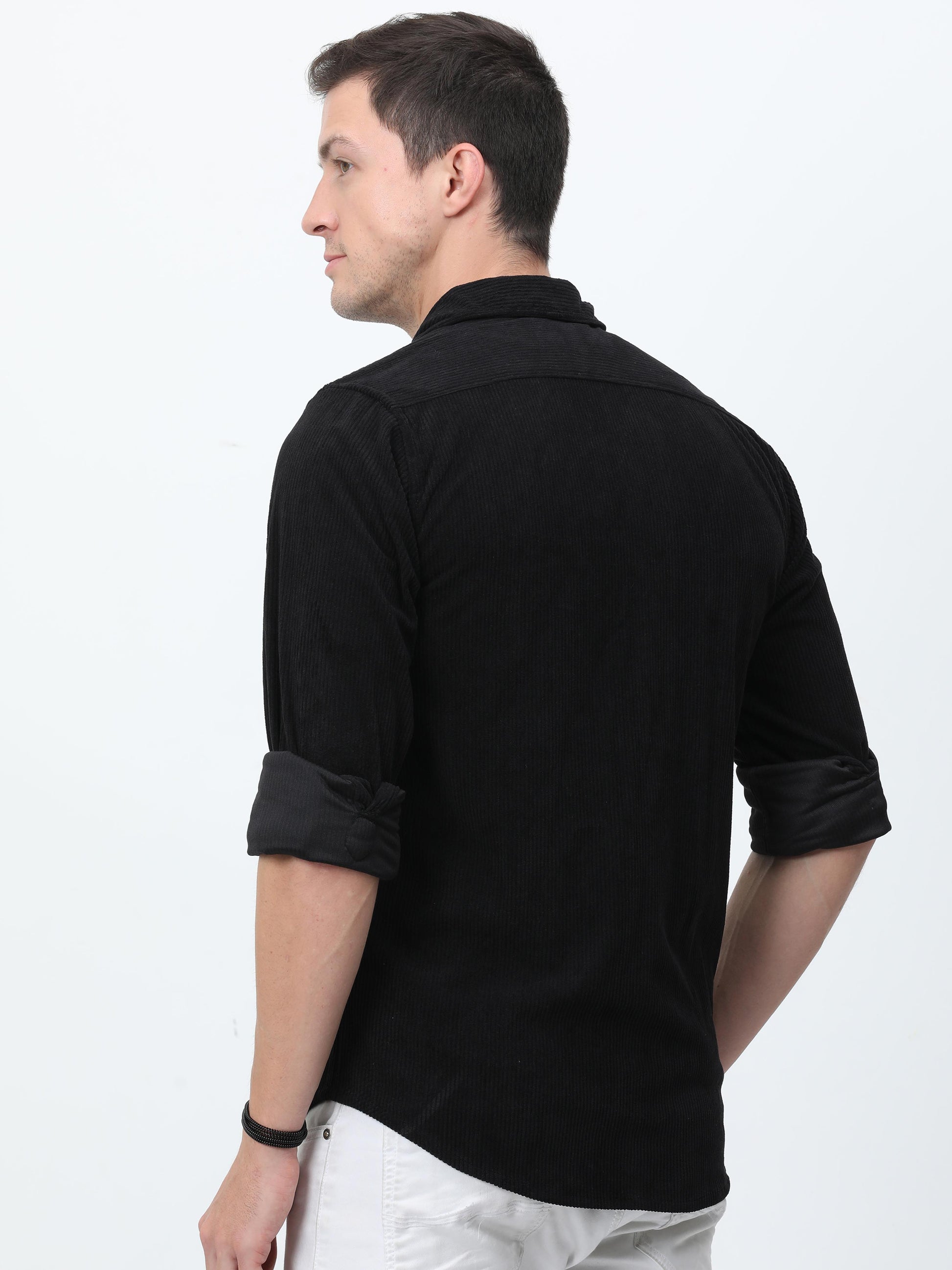 Black Corduroy Shirt for Men