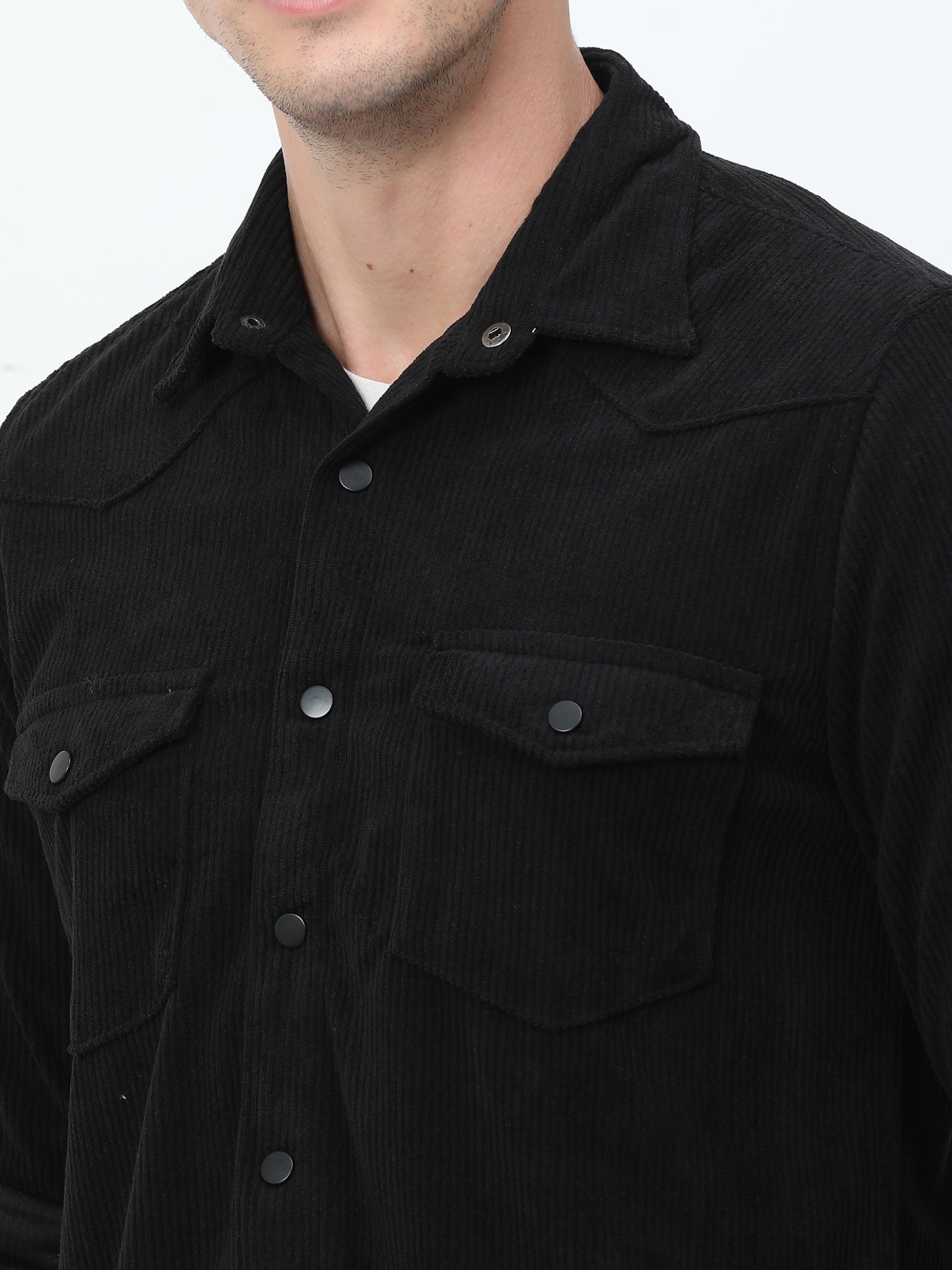 Black Corduroy Shirt for Men
