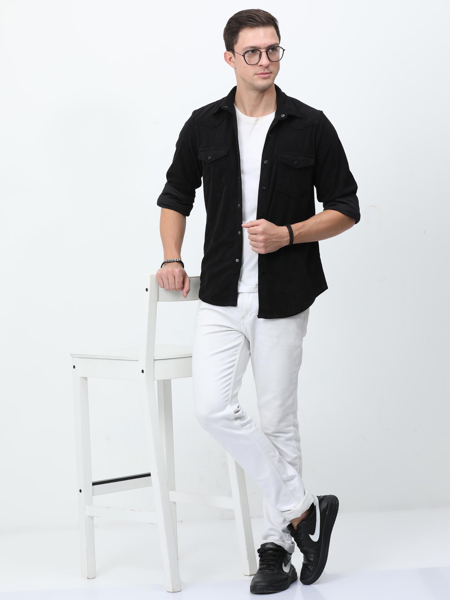 Black Corduroy Shirt for Men