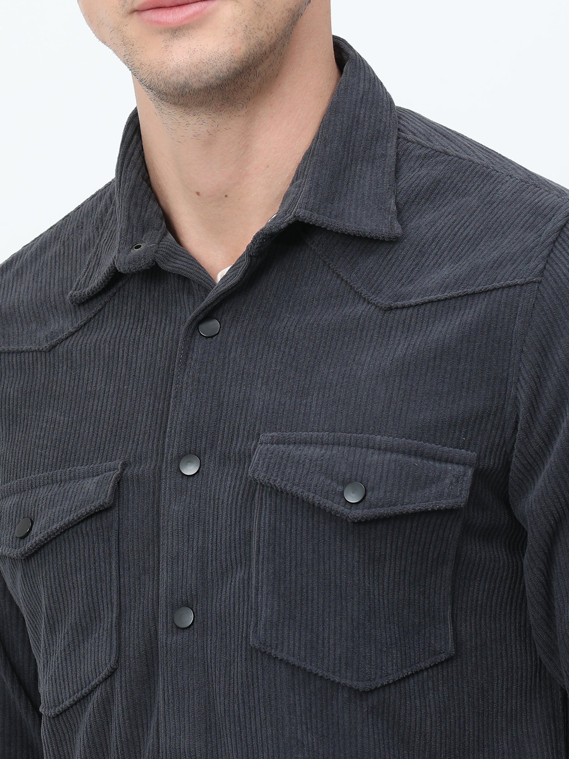 Grey Corduroy Shirt for Men