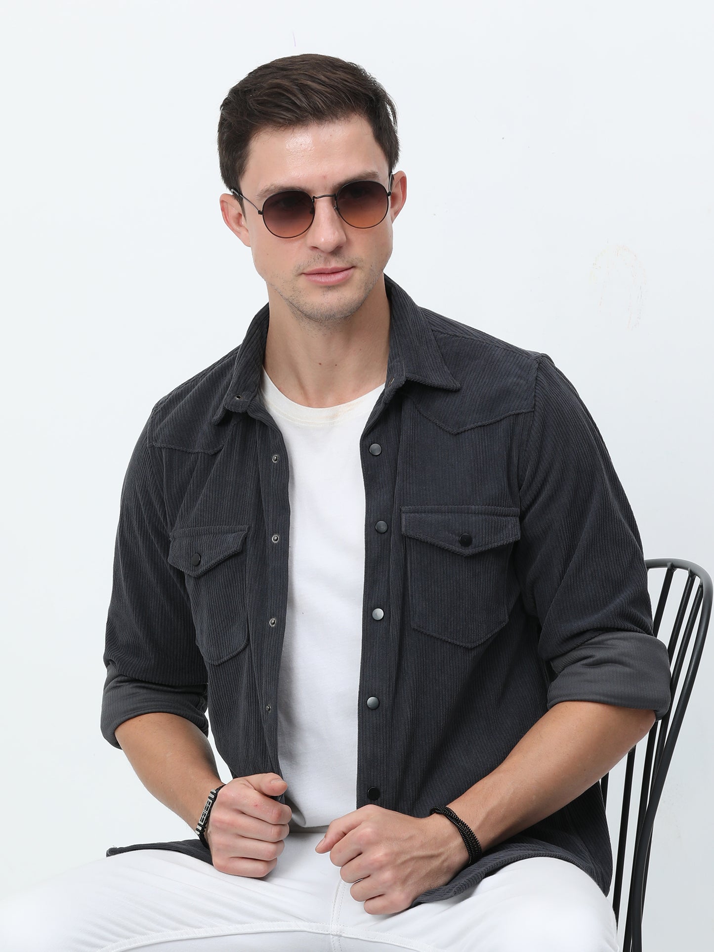 Grey Corduroy Shirt for Men