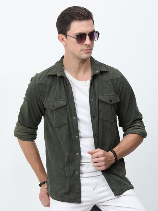  Green Mens Corduroy Shirt