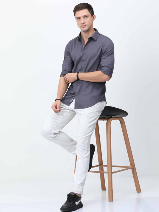Dark Grey Satin Shirt 