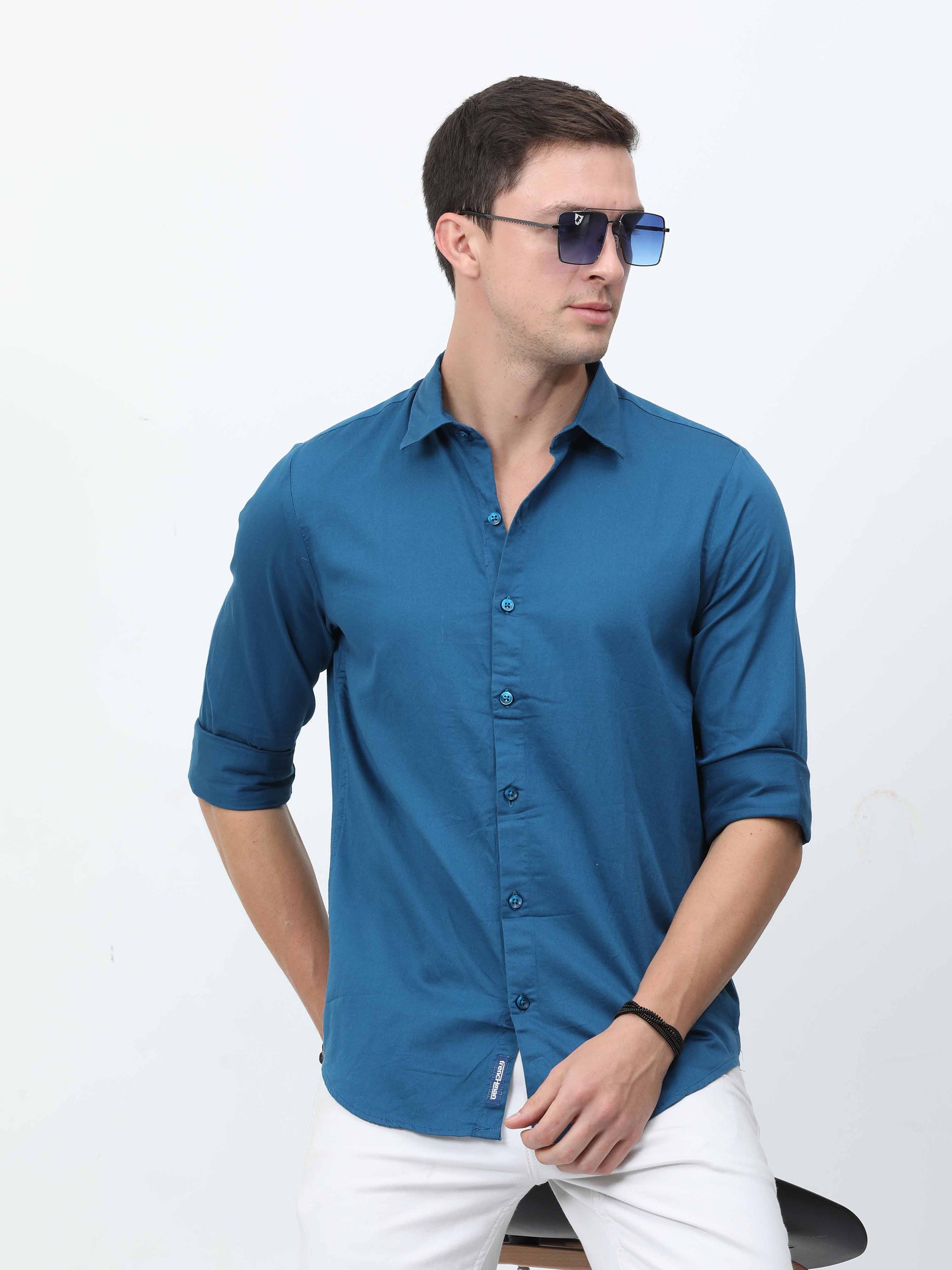 Buy Modern Full Sleeves Blue Colour Shirt for Men Online Buy Modern Full Sleeves Blue Colour Shirt for Men Online