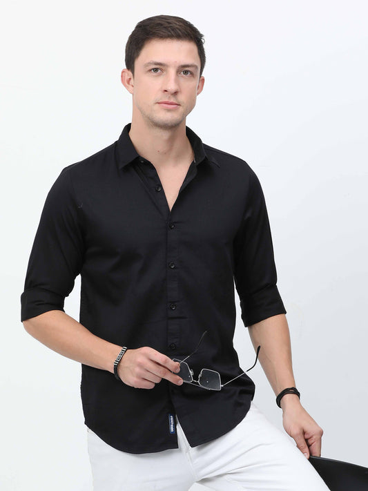 Black Satin Shirt for Men