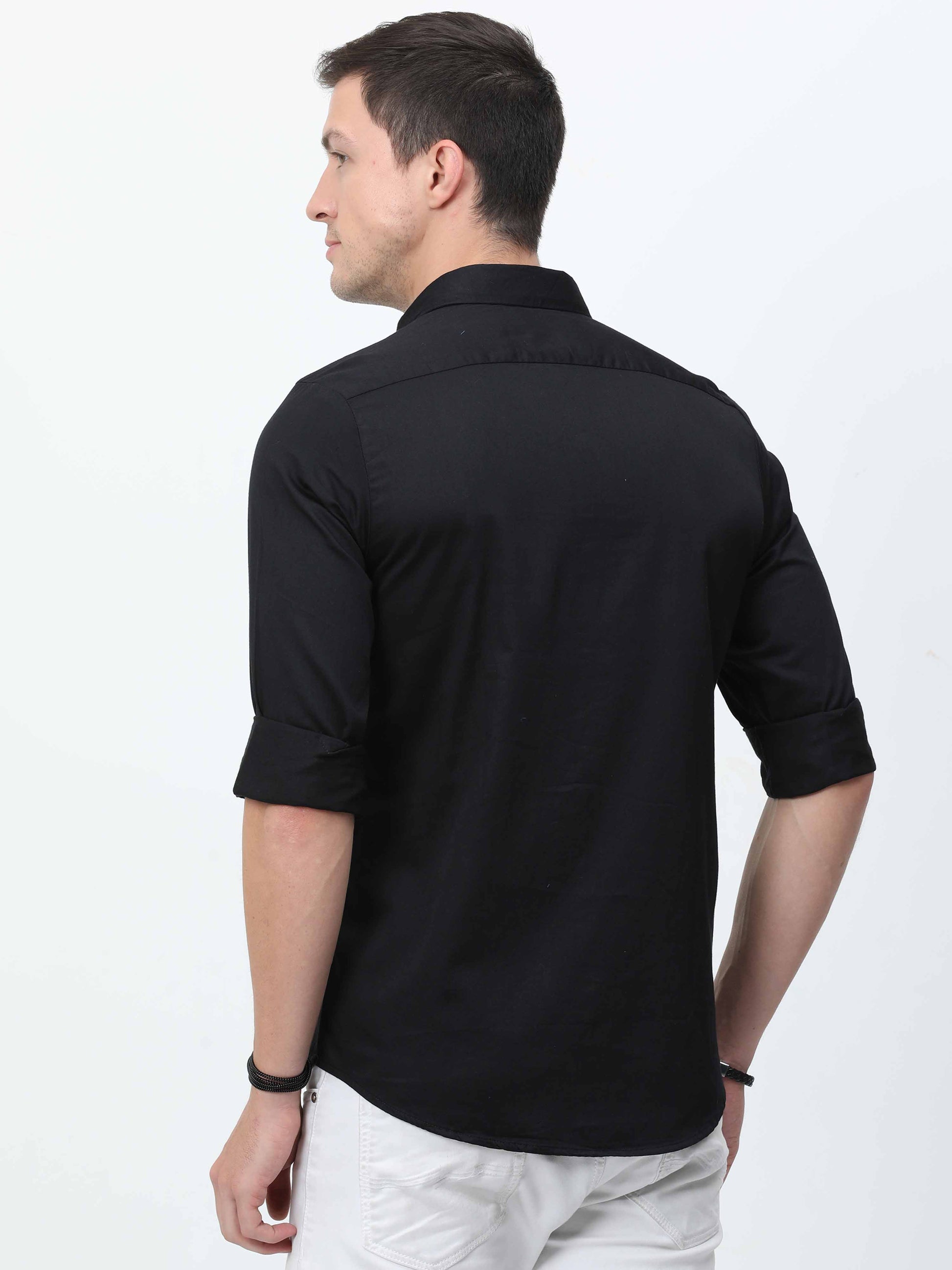 Black Satin Shirt for Men